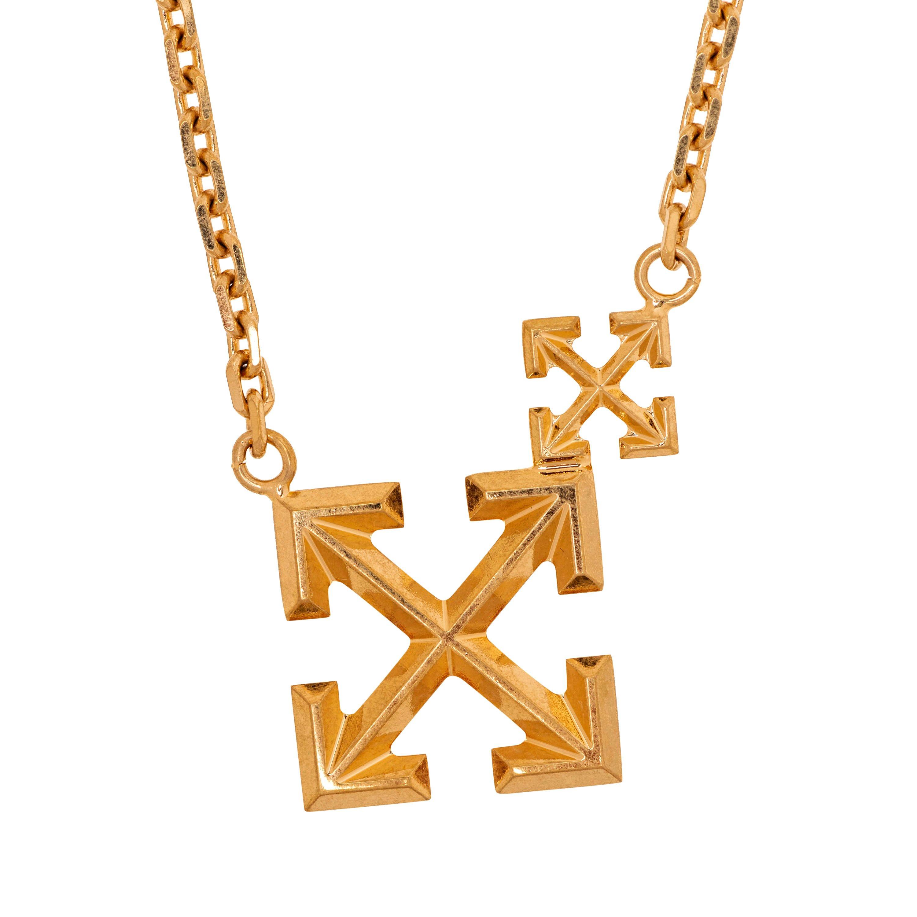 Goud 7600 - Off White - Women's Double Arrow Cross Design Necklace - 1