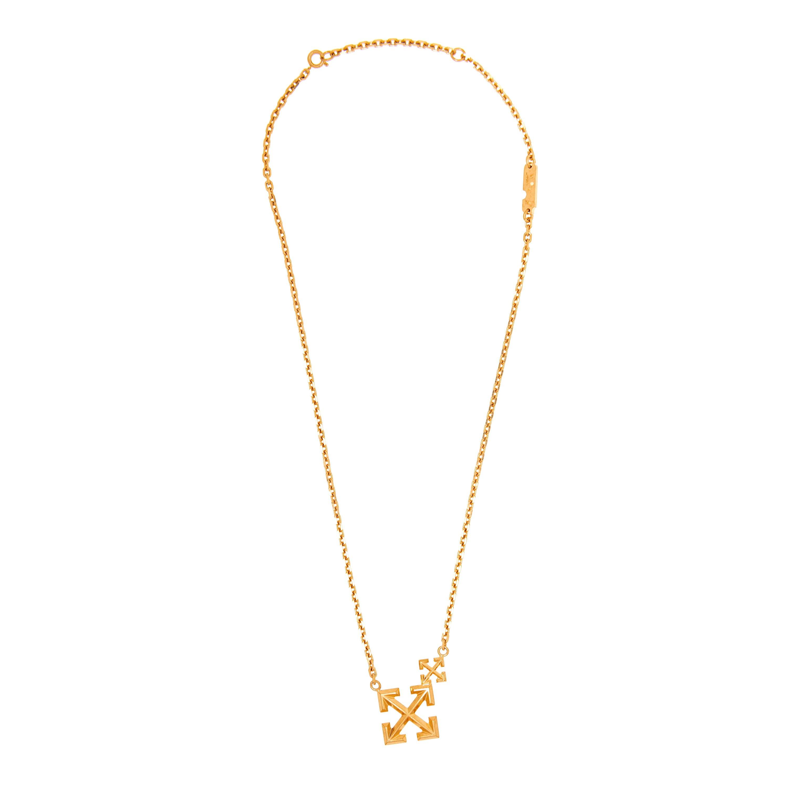 Goud 7600 - Off White - Women's Double Arrow Cross Design Necklace - 3