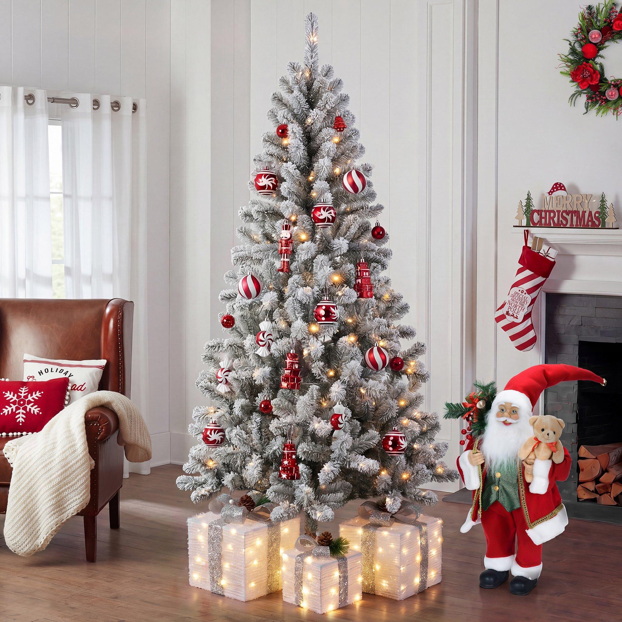 Snowy - The Spirit Of Christmas - 6.5ft Pre Lit Flocked Christmas Tree - 2