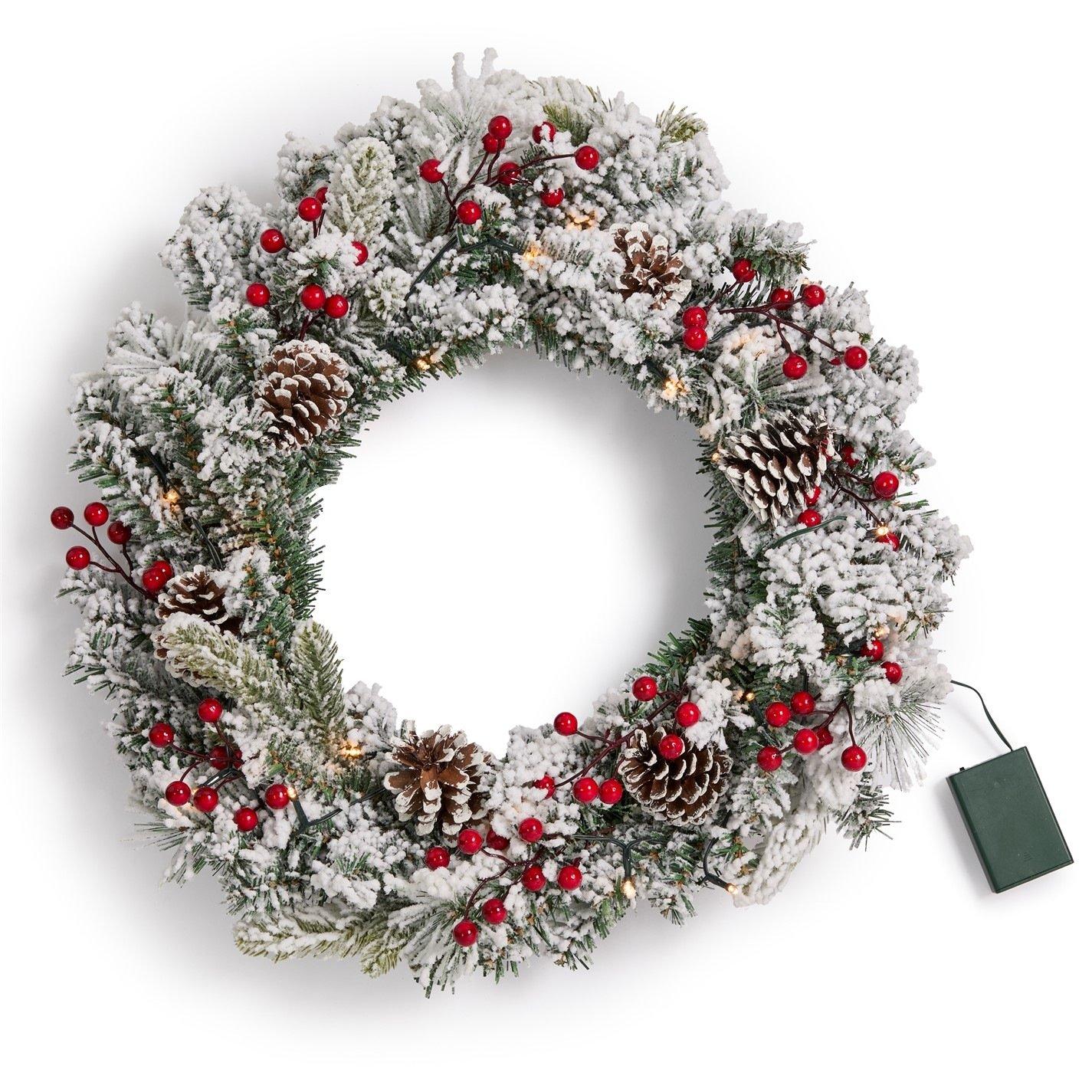 Snow Flock - The Spirit Of Christmas - Light Up Snowy Wreath - 3