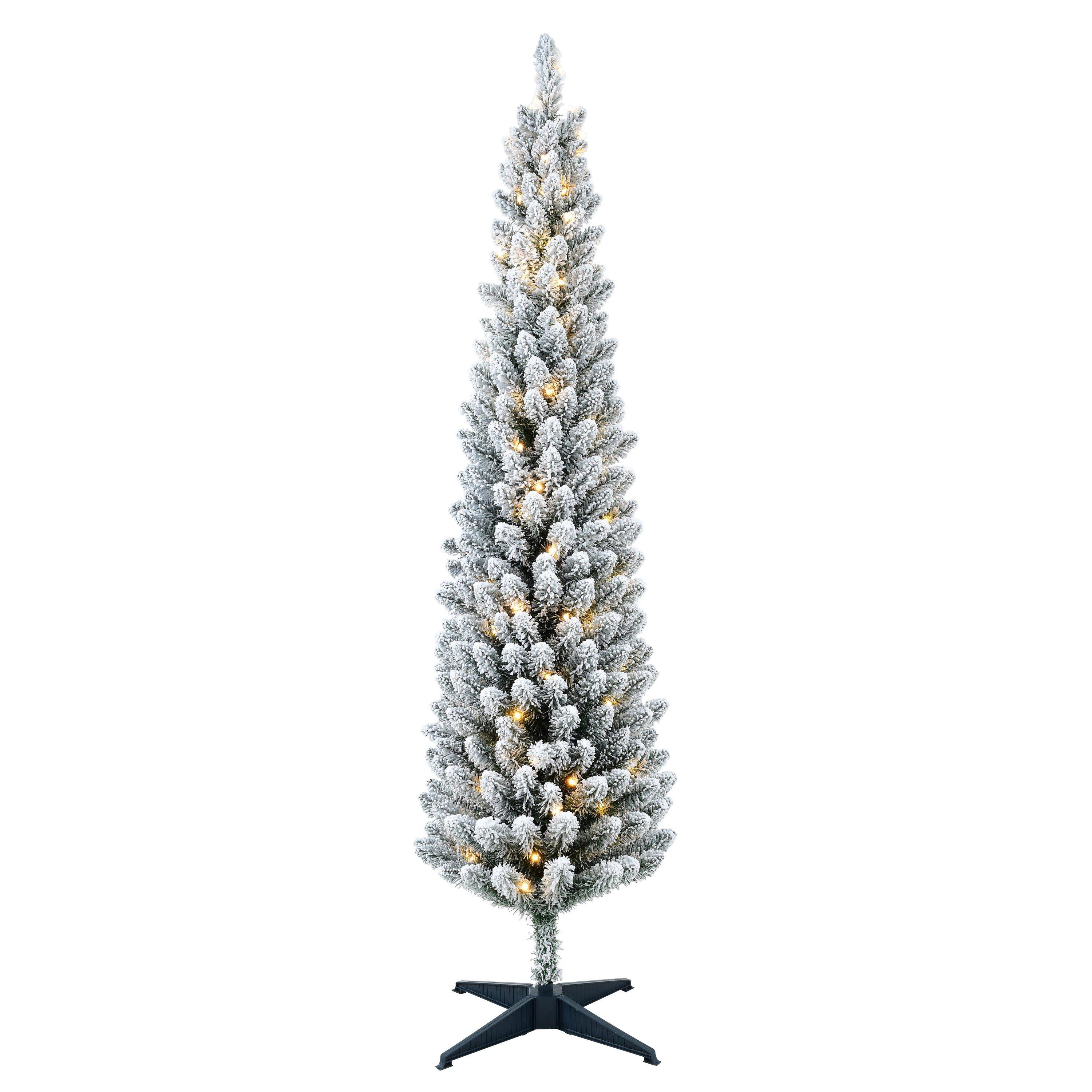 Snowy - The Spirit Of Christmas - 6ft Pre Lit Flocked Pencil Tree - 2