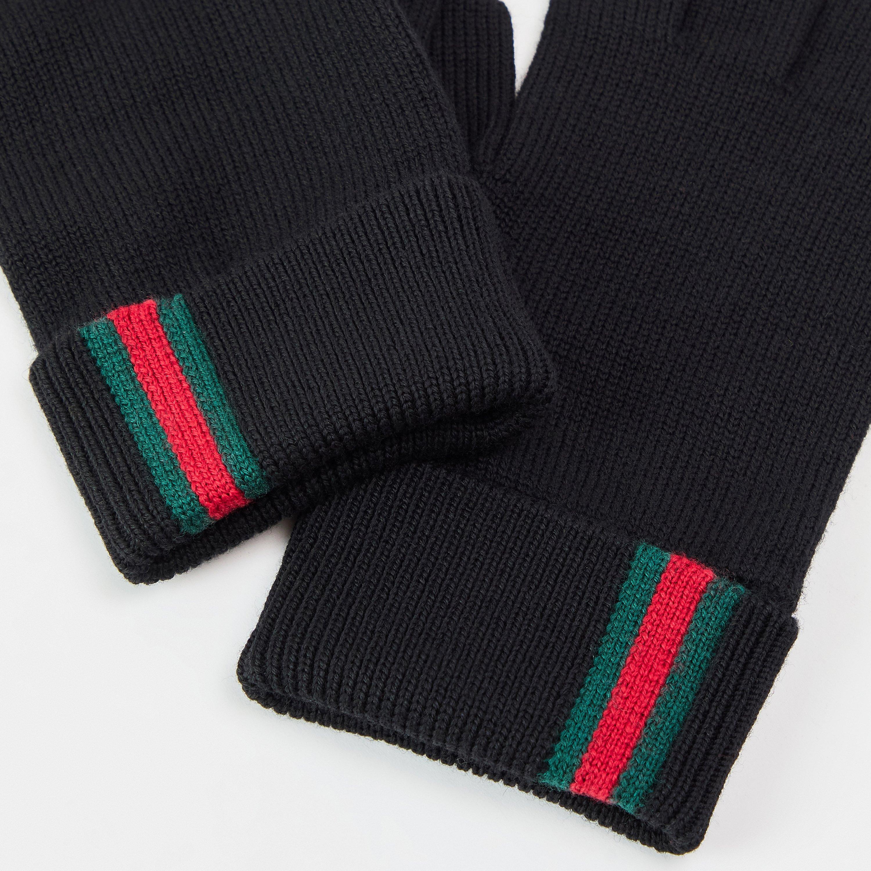Black - Gucci - Men's Ace Fleece Gloves - 2