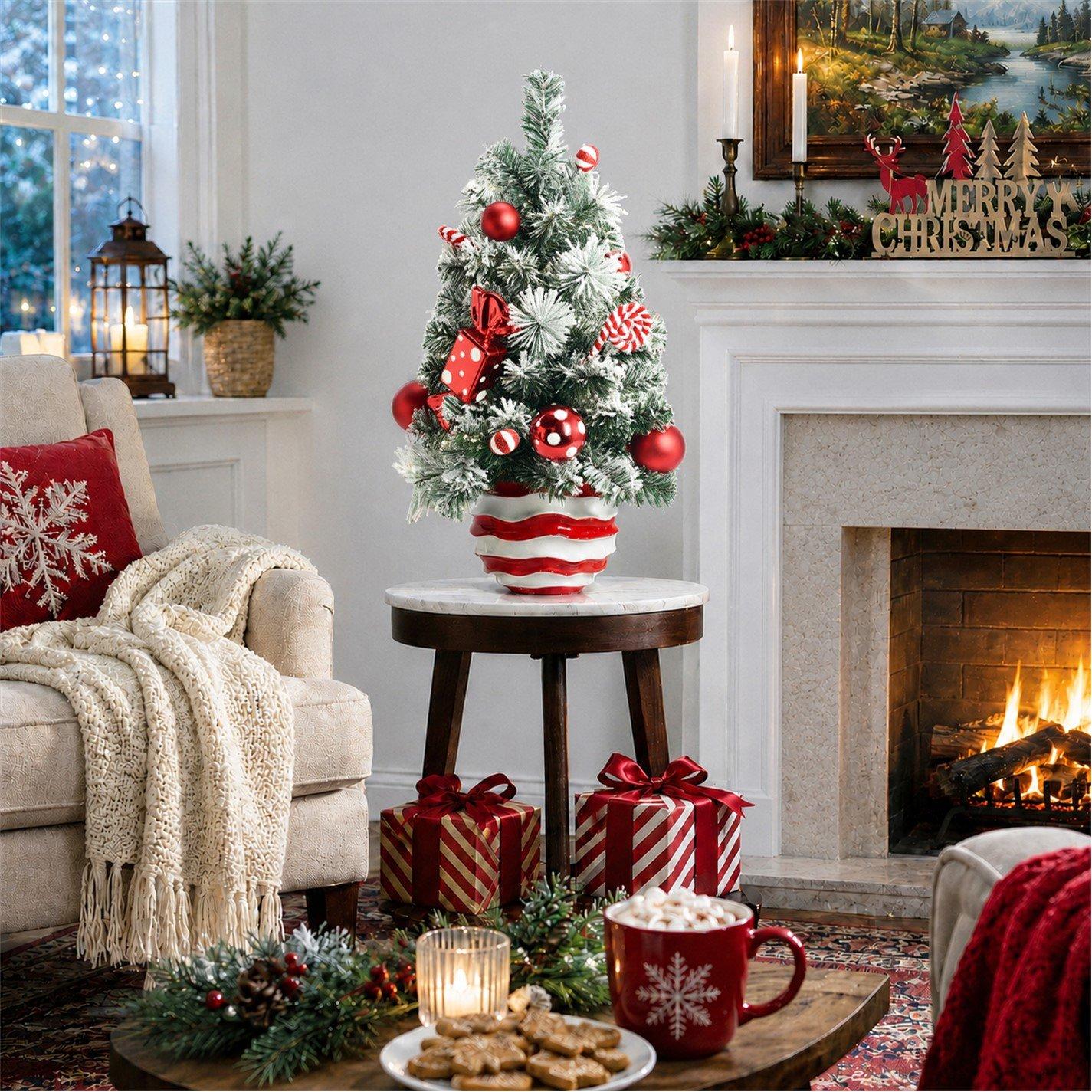 Candy Cane - The Spirit Of Christmas - 2ft Decorated Pot Tree - 1
