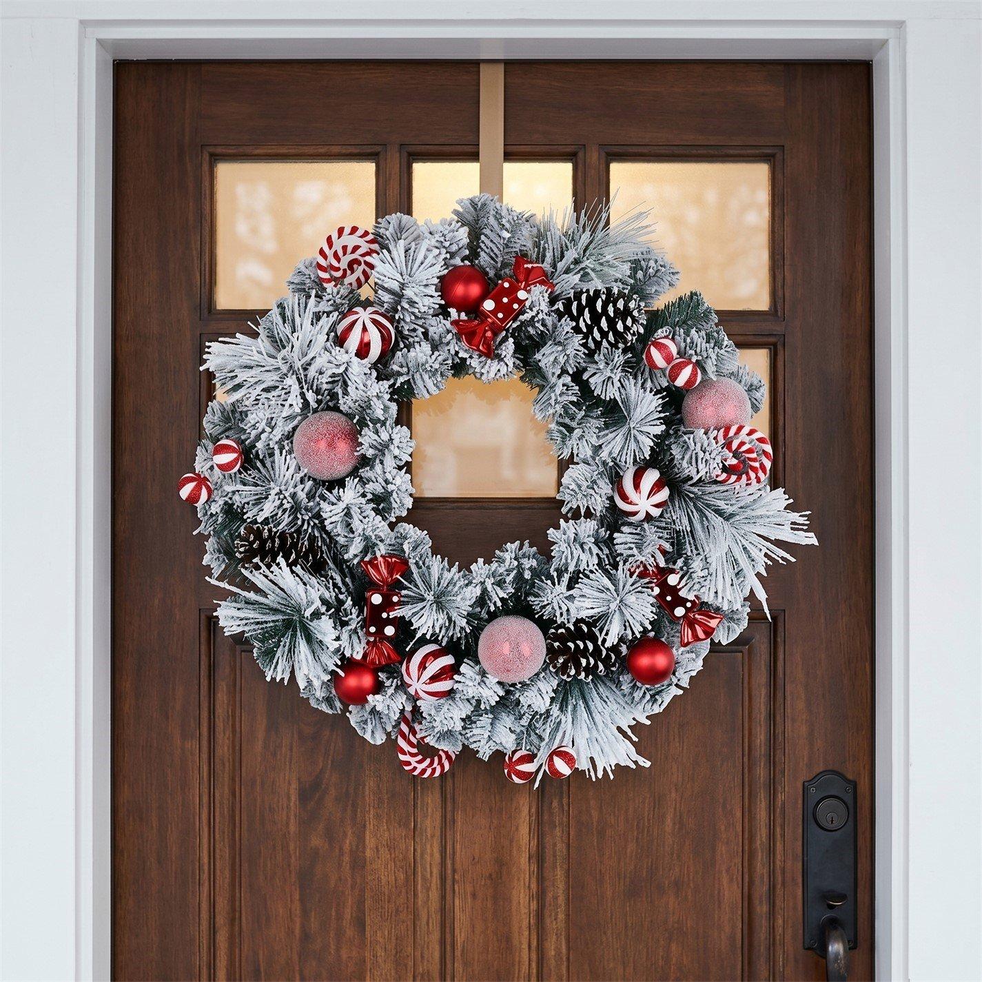 Candy Cane - The Spirit Of Christmas - 60CM Candy Cane Filled Snowy Wreath - 2