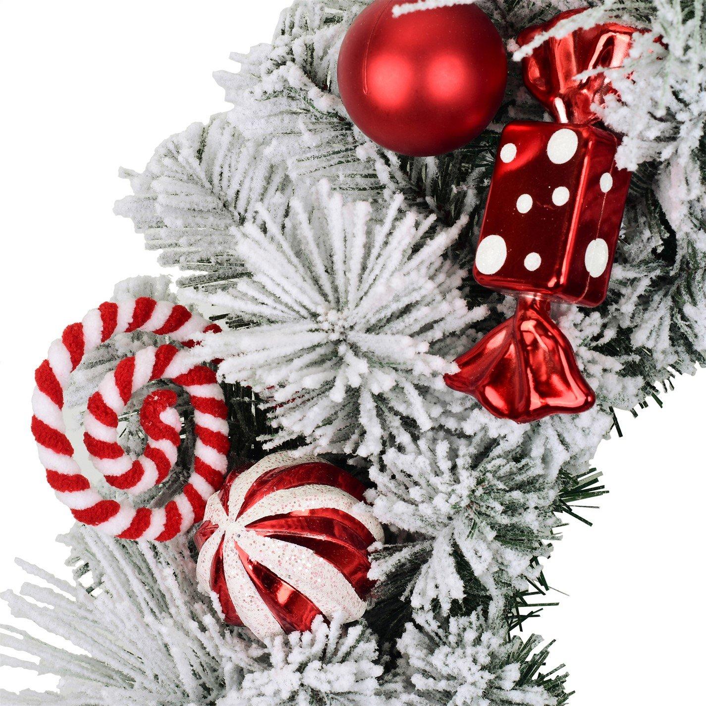 Candy Cane - The Spirit Of Christmas - 60CM Candy Cane Filled Snowy Wreath - 5