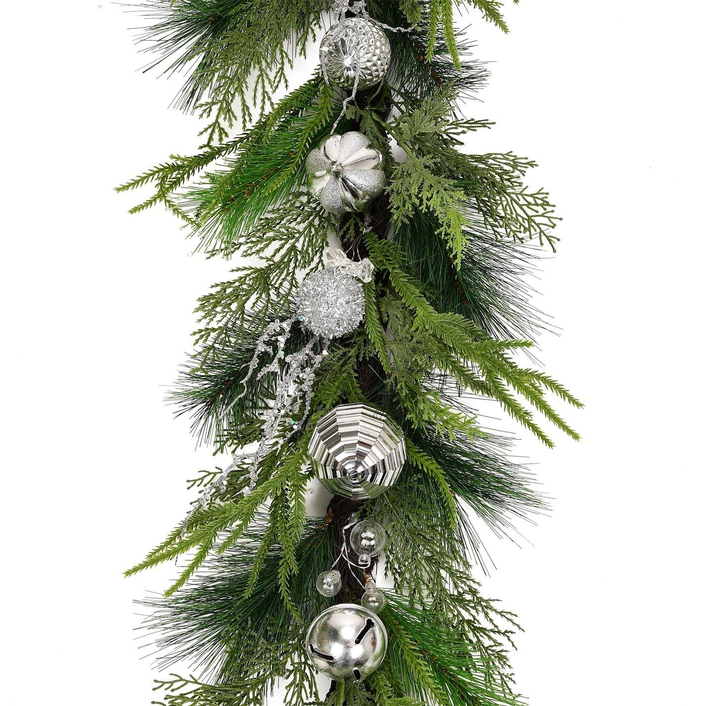 Silver Sparkle - The Spirit Of Christmas - 6FT SILVER SPARKLE LUXURY GARLAND - 5