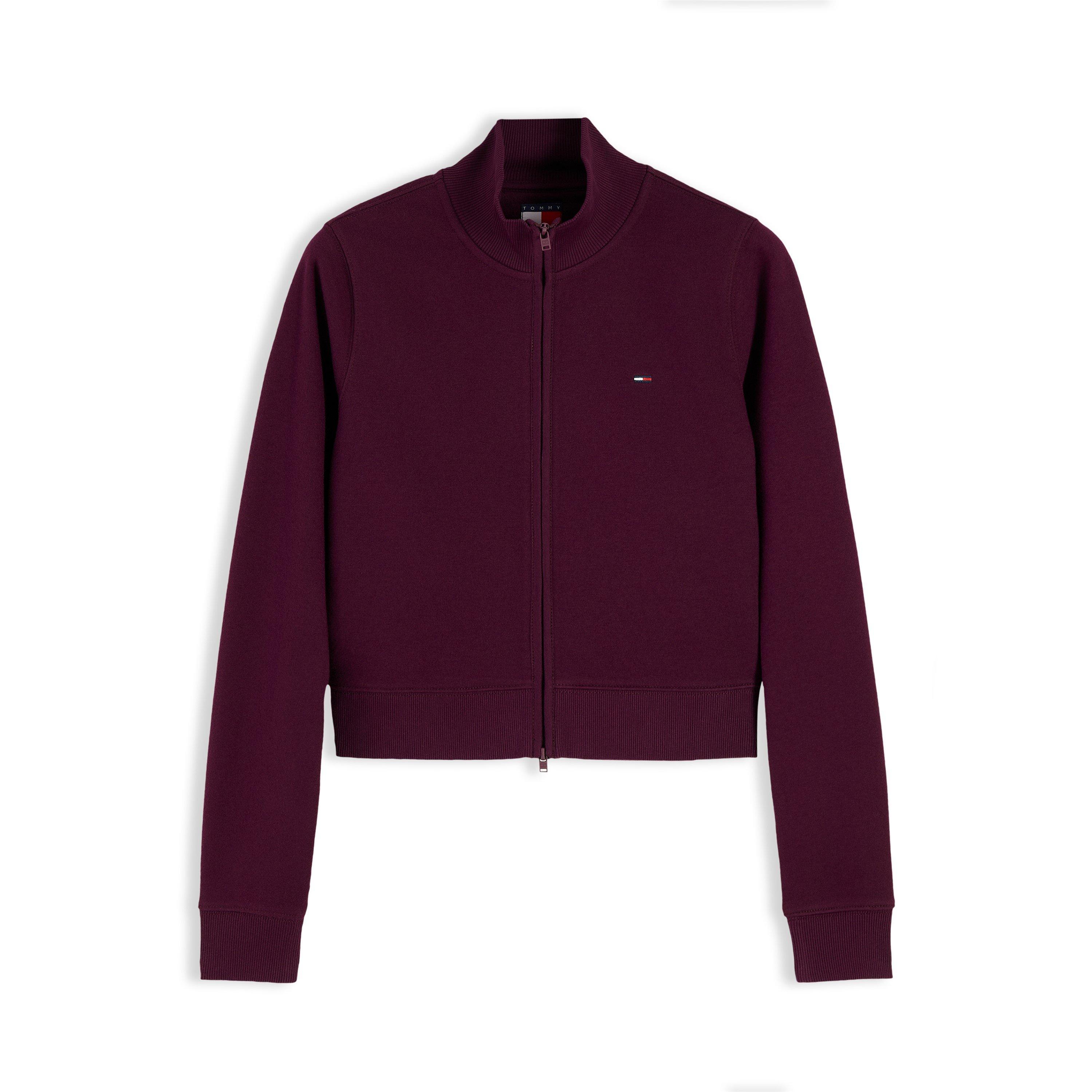 Calypso Berry - Tommy Jeans - Women's Essential Fitted Full-Zip Cotton Fleece - 1