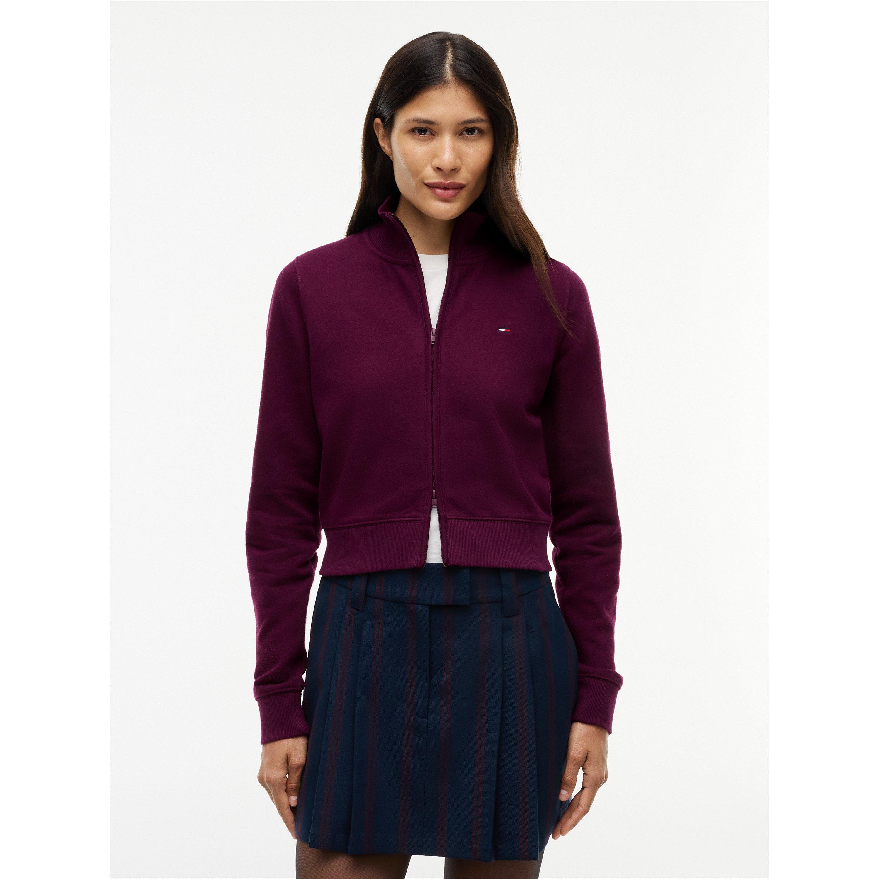 Calypso Berry - Tommy Jeans - Women's Essential Fitted Full-Zip Cotton Fleece - 2