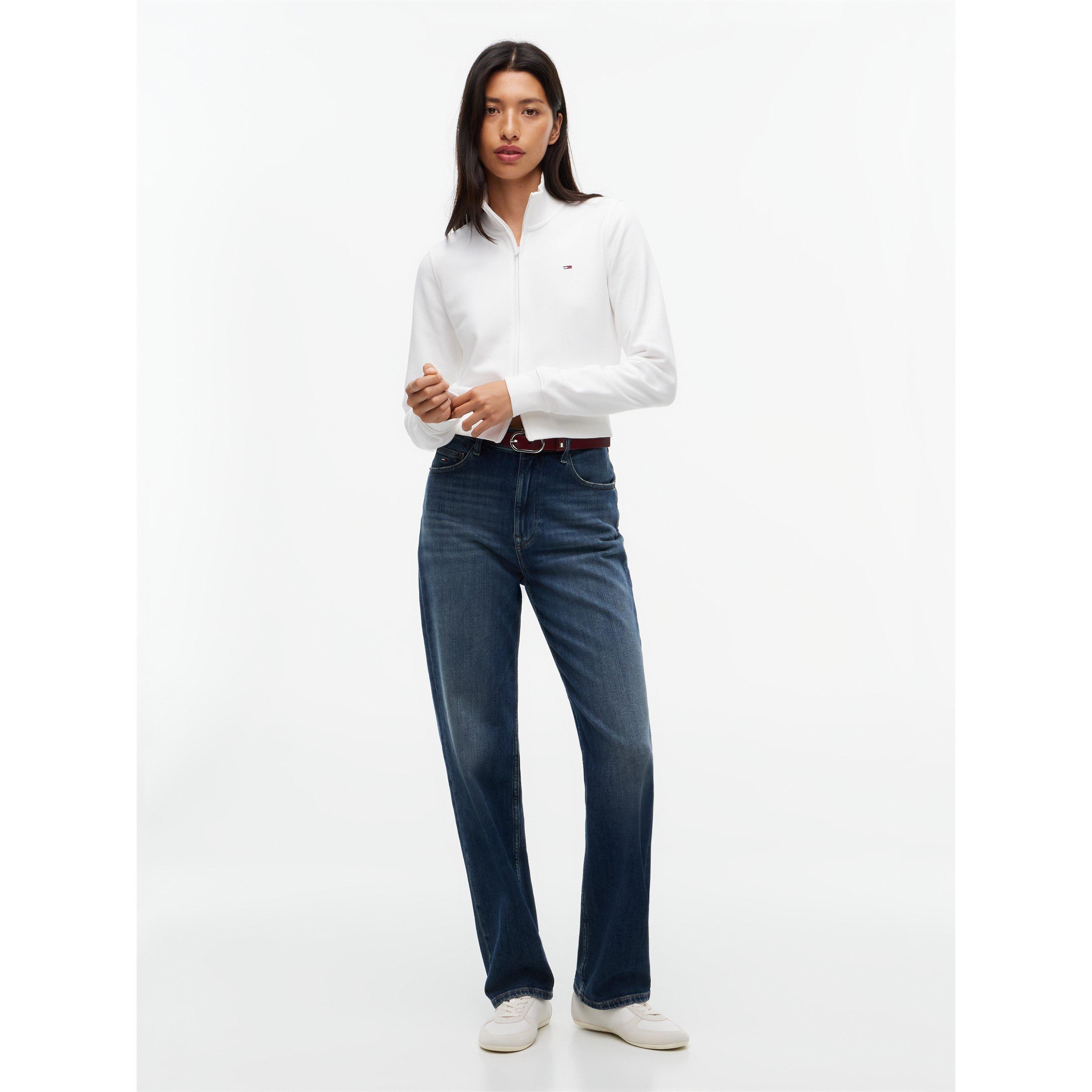 Ecru - Tommy Jeans - Women's Essential Fitted Full-Zip Cotton Fleece - 3