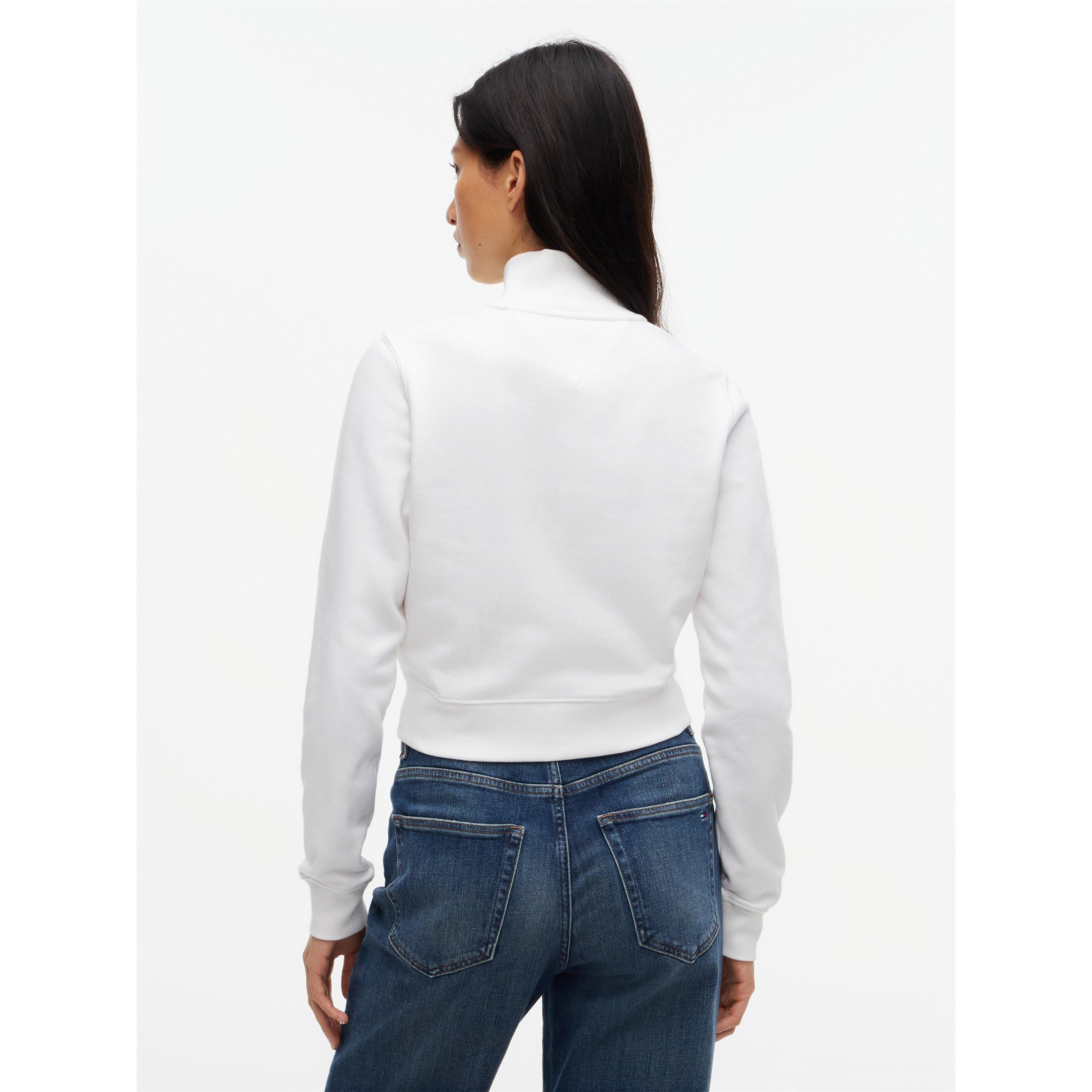 Ecru - Tommy Jeans - Women's Essential Fitted Full-Zip Cotton Fleece - 4