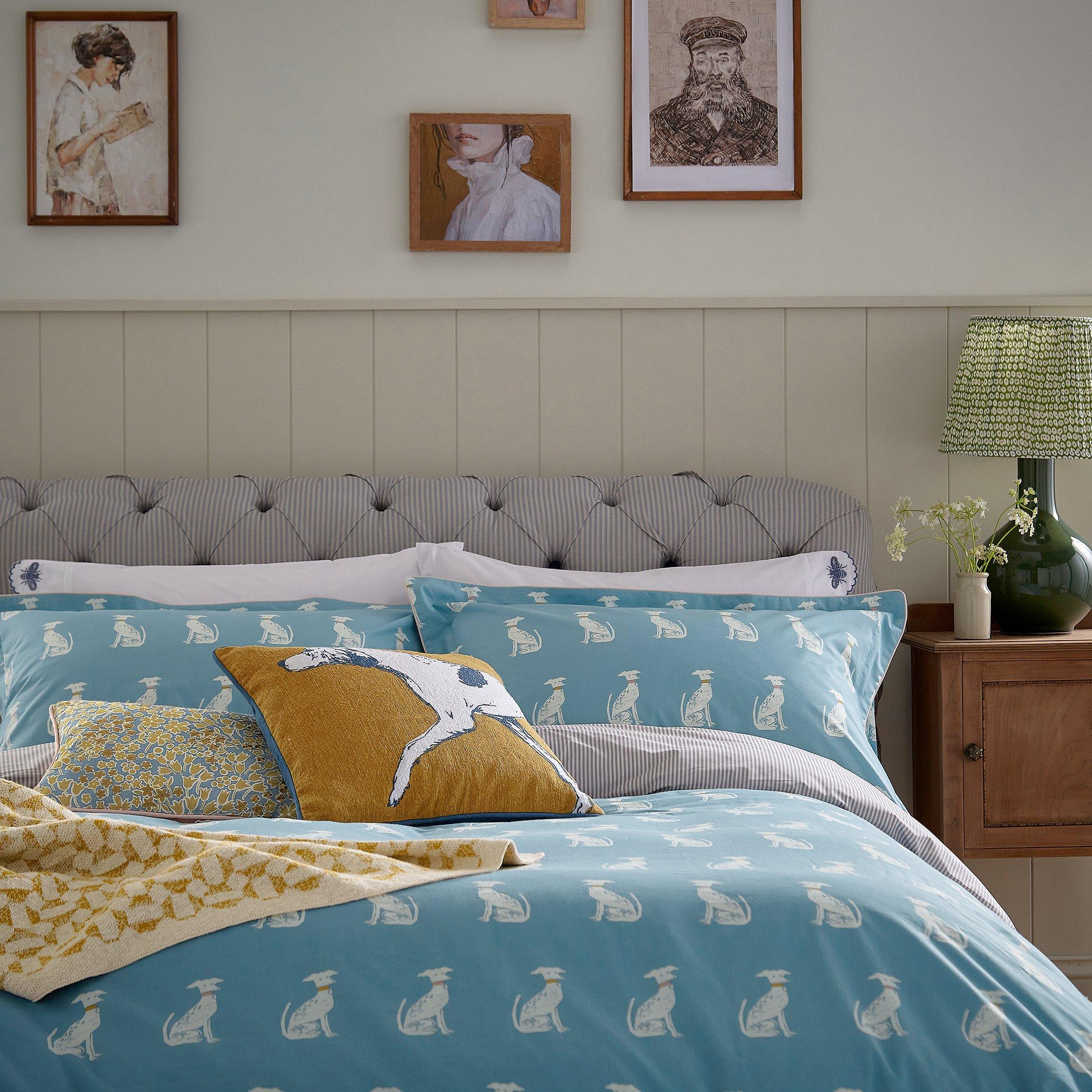 Blue - Joules - Blockprint Dogs Duvet Cover Set Blue - 1