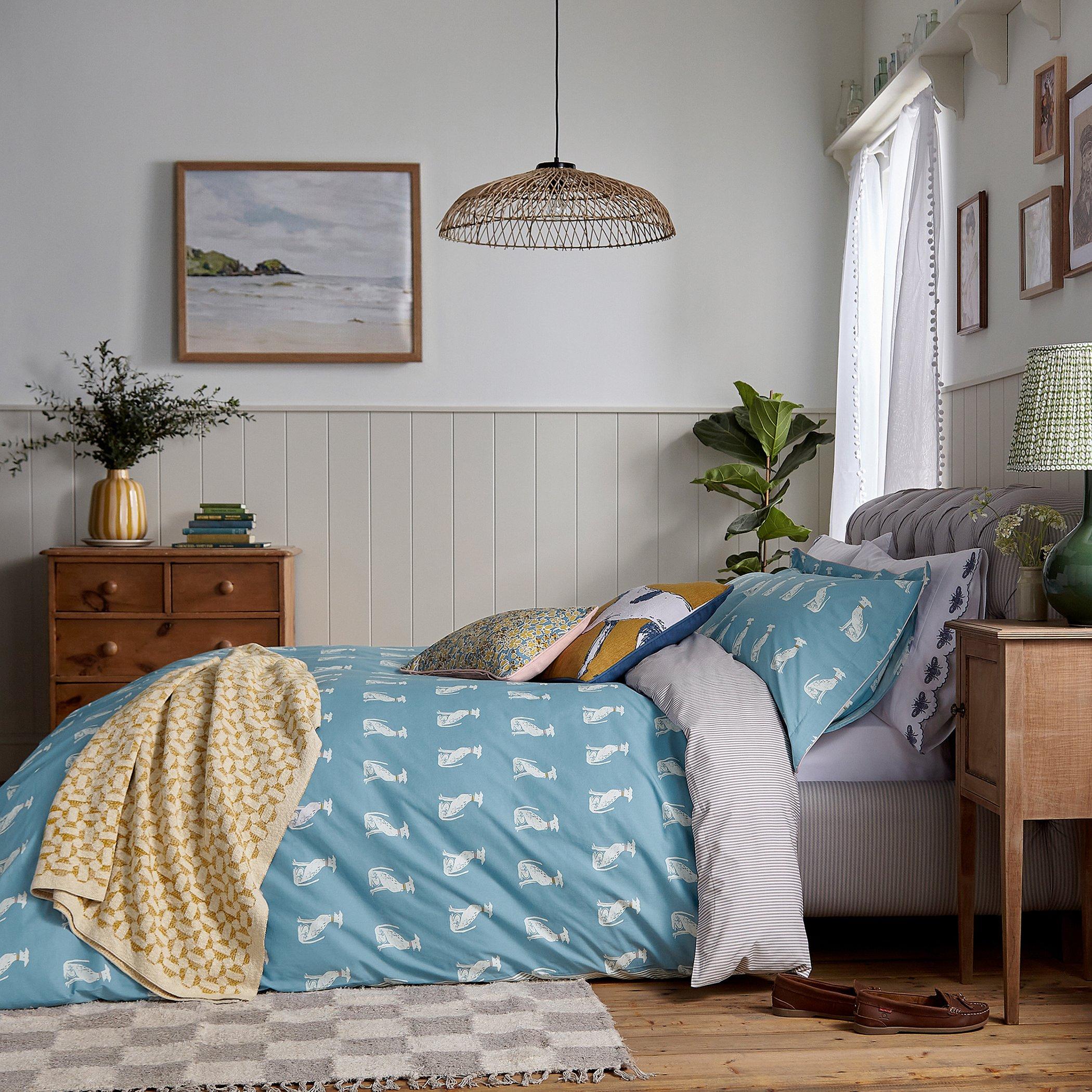 Blue - Joules - Blockprint Dogs Duvet Cover Set Blue - 2