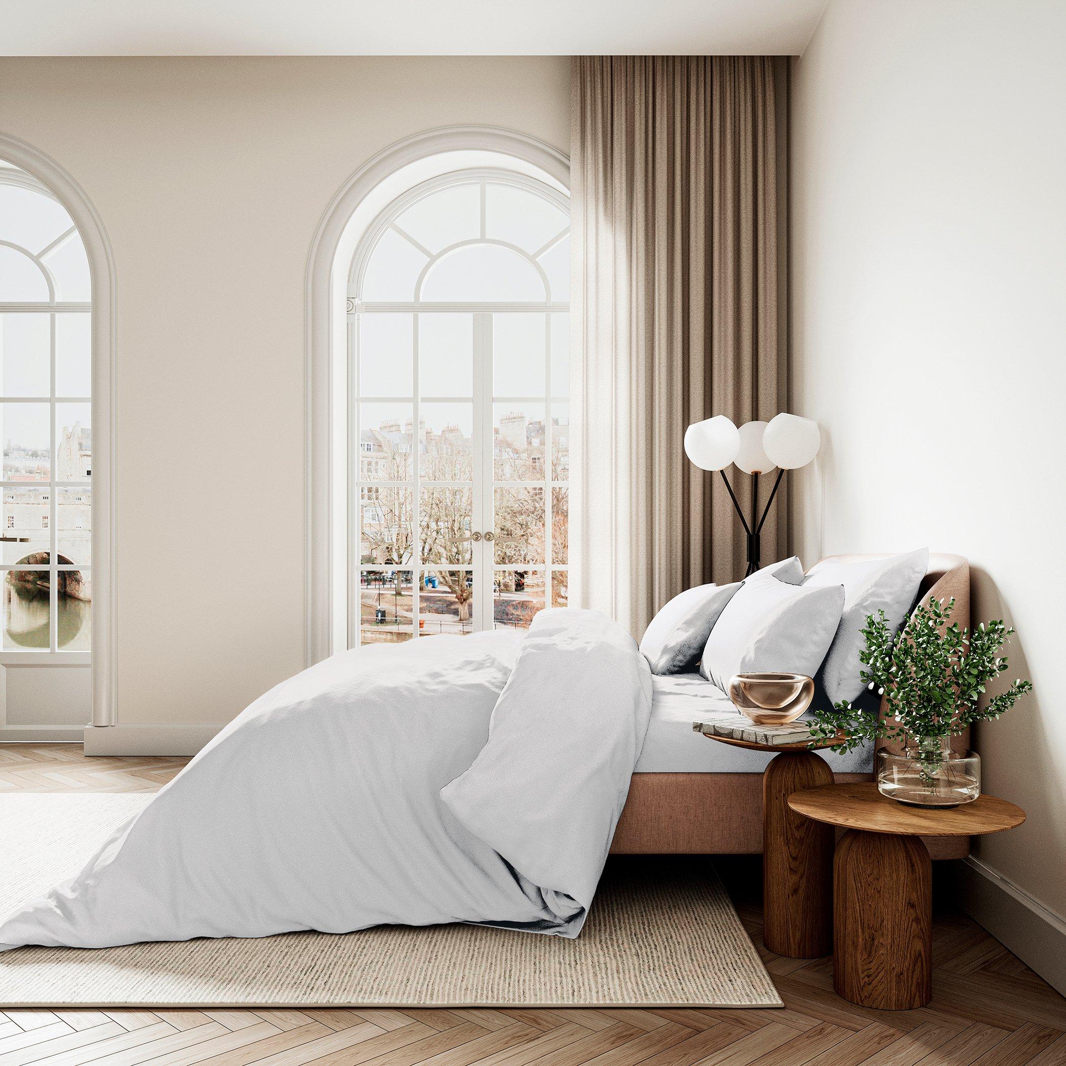 White - Bedeck of Belfast - Cotton Sateen Plain Dye Duvet Cover Set