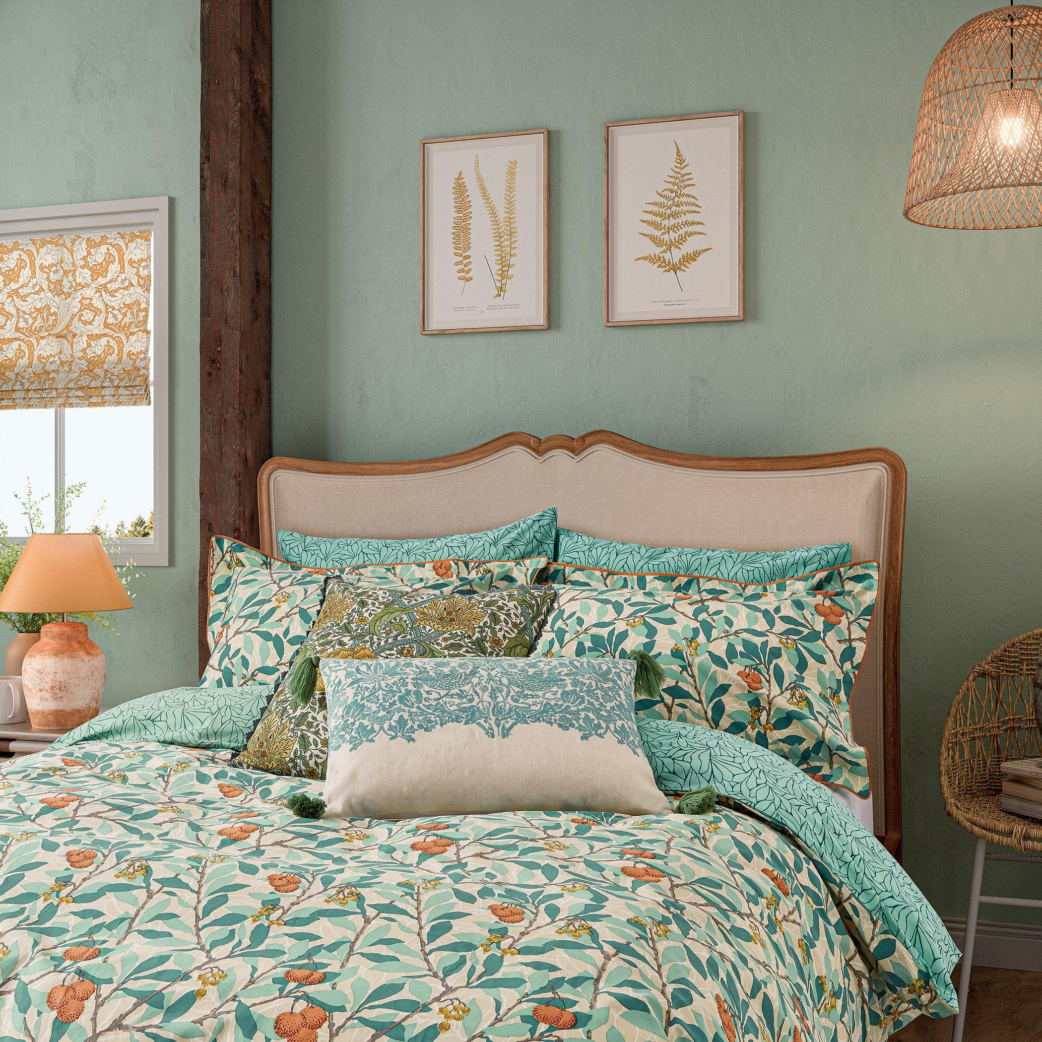 Turquoise - Morris and Co - Abrutus Cotton Percale Duvet Cover Set - 2