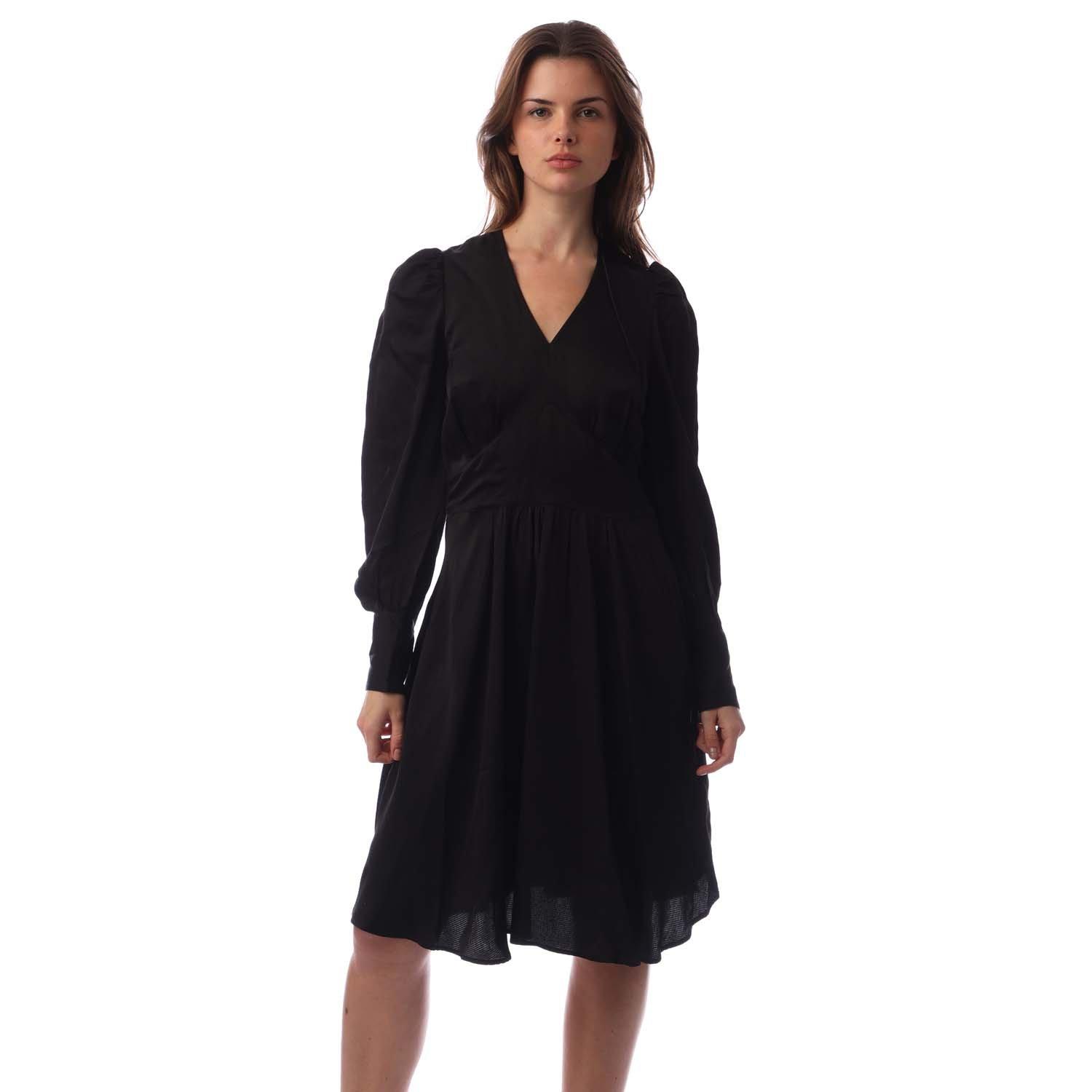 Black - Boss - Women's Donny V-Neck Long Sleeve Viscose Mini Skater Dress - 1
