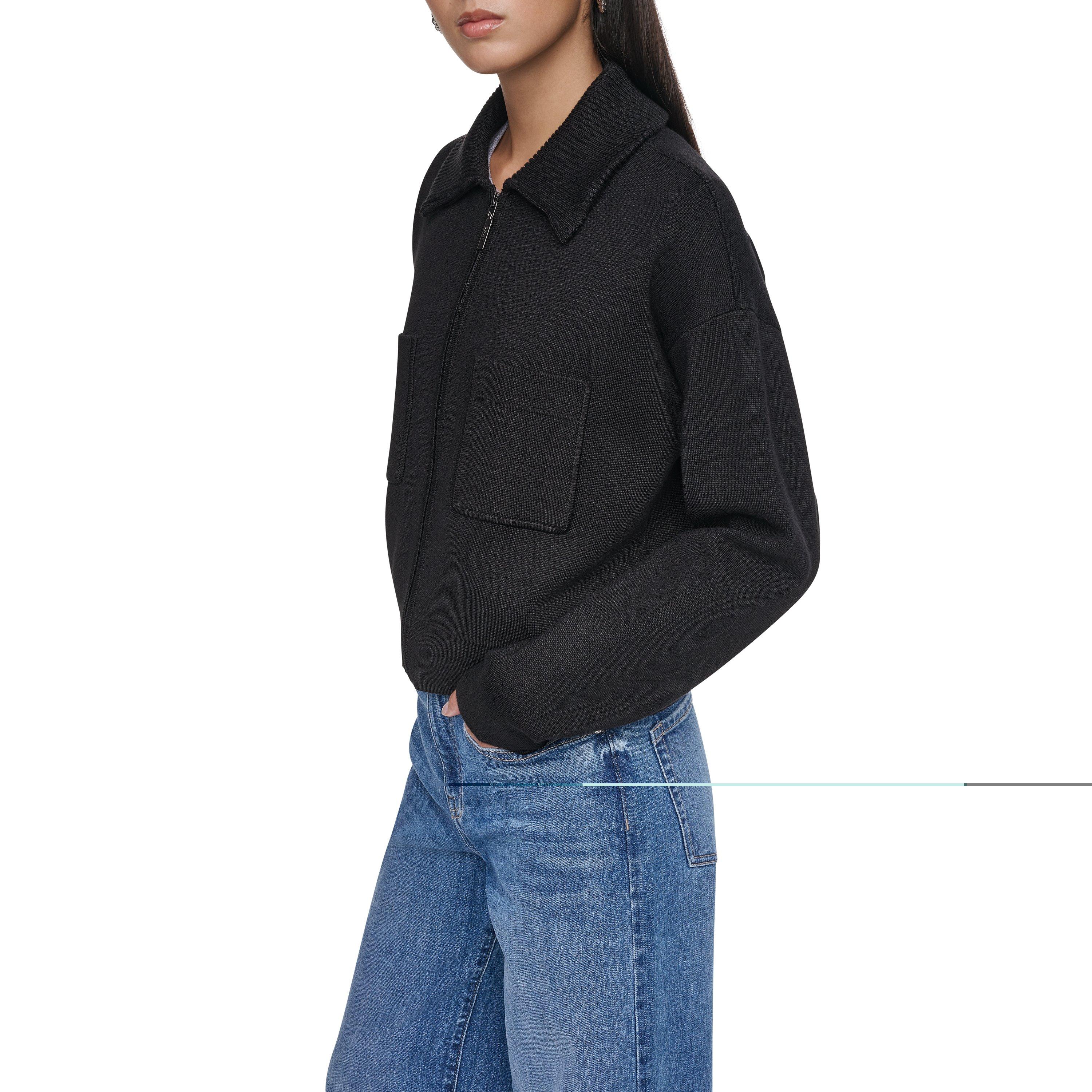 Black - DKNY - DKNY FZ Knit Jkt Ld64 - 2