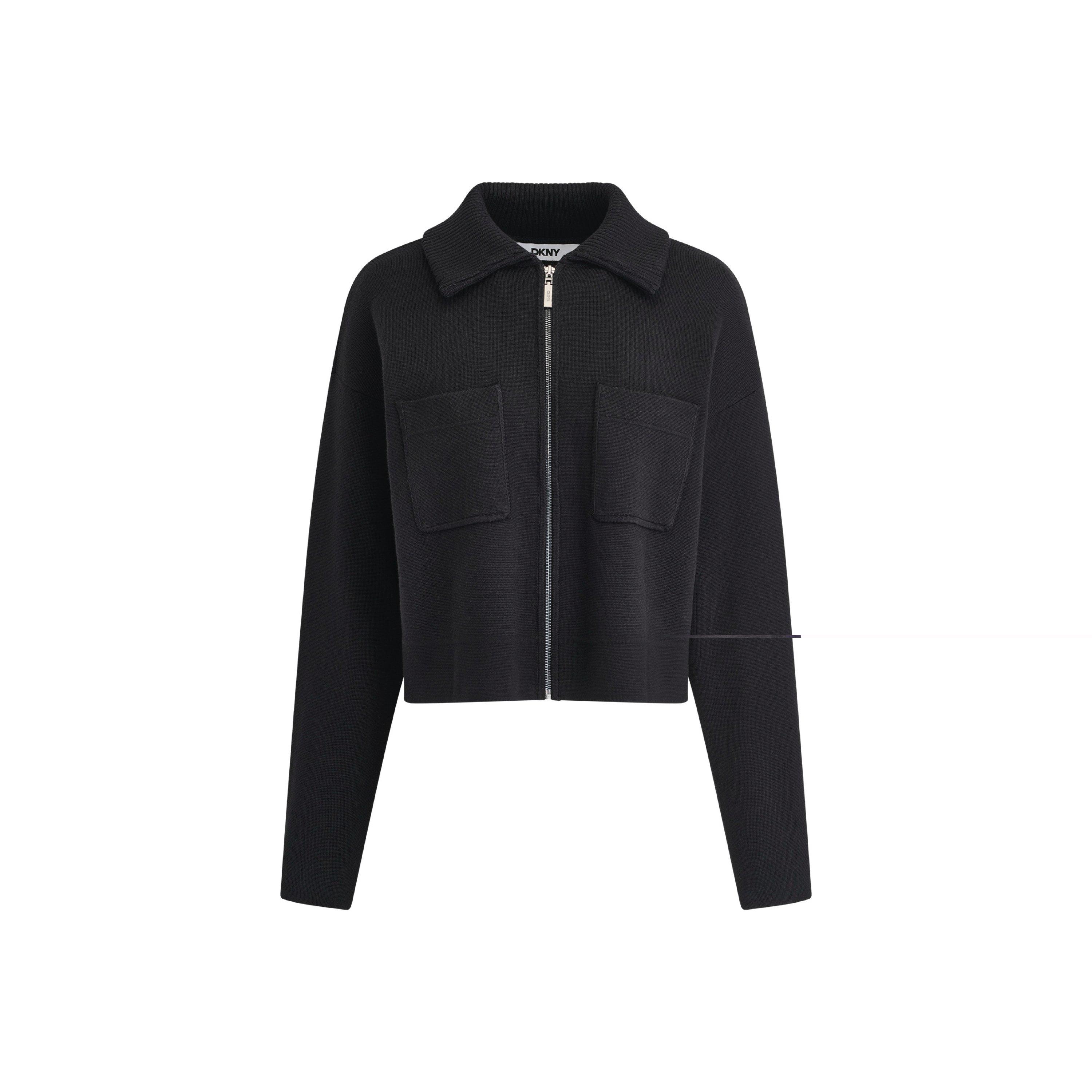 Black - DKNY - DKNY FZ Knit Jkt Ld64 - 8
