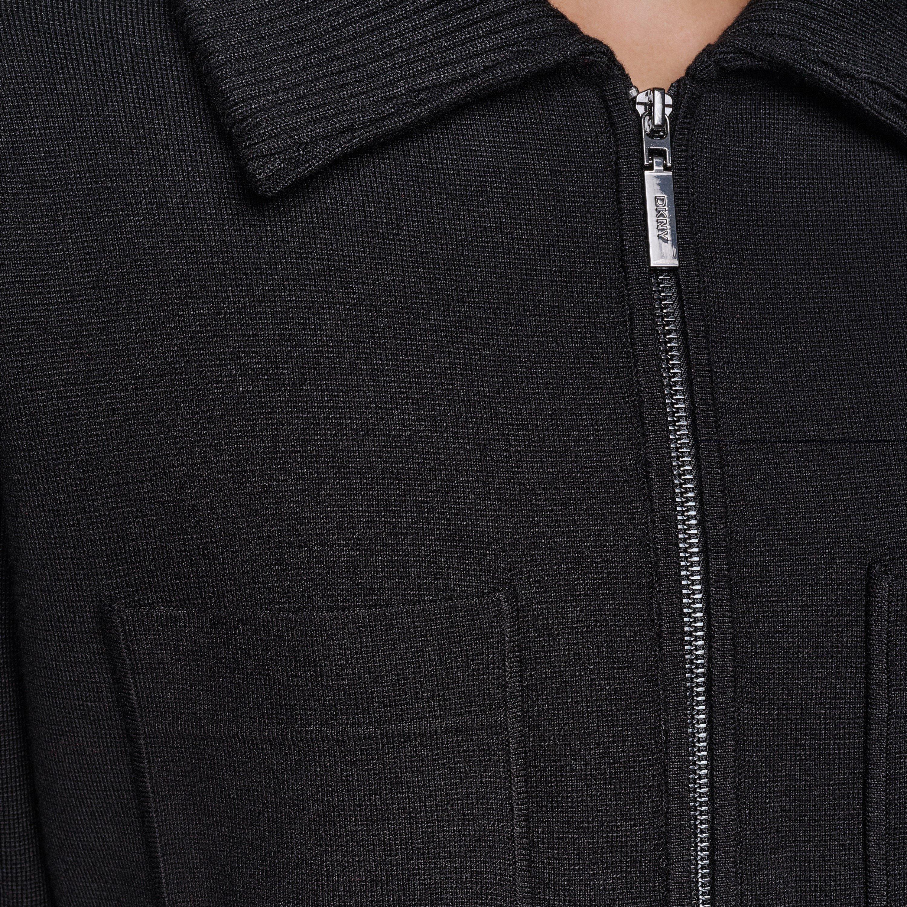 Black - DKNY - DKNY FZ Knit Jkt Ld64 - 6
