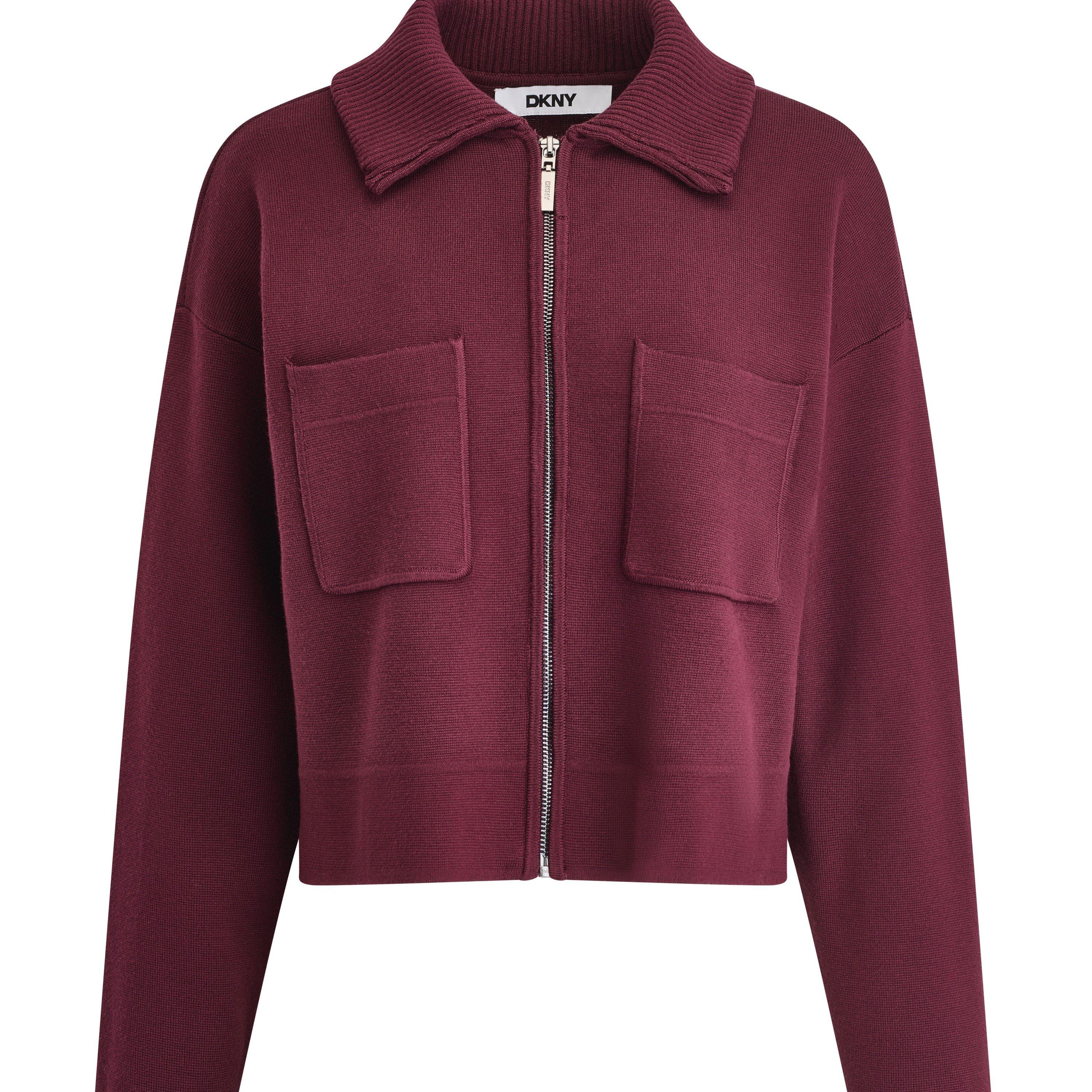 Cabernet - DKNY - Women's DKNY Sportswear Long-Sleeve Full-Zip Knit Jacket - 10