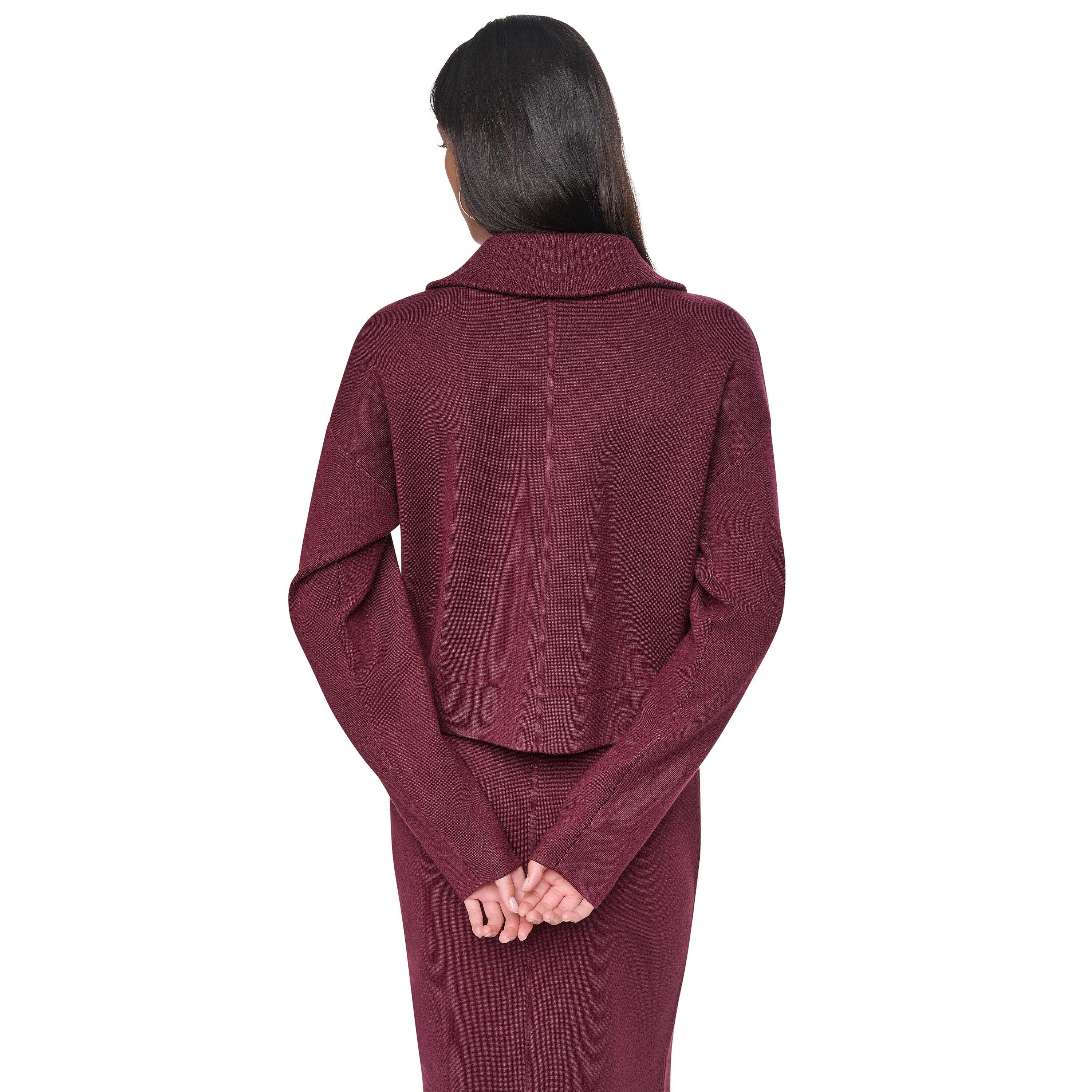 Cabernet - DKNY - Women's DKNY Sportswear Long-Sleeve Full-Zip Knit Jacket - 4
