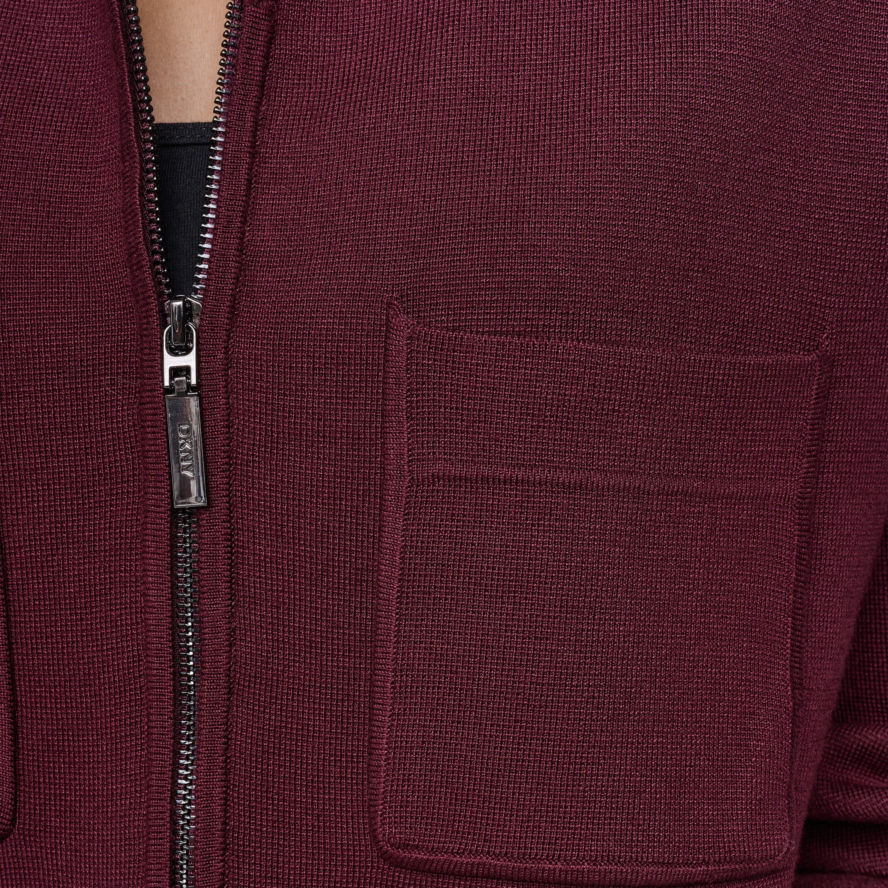 Cabernet - DKNY - Women's DKNY Sportswear Long-Sleeve Full-Zip Knit Jacket - 9