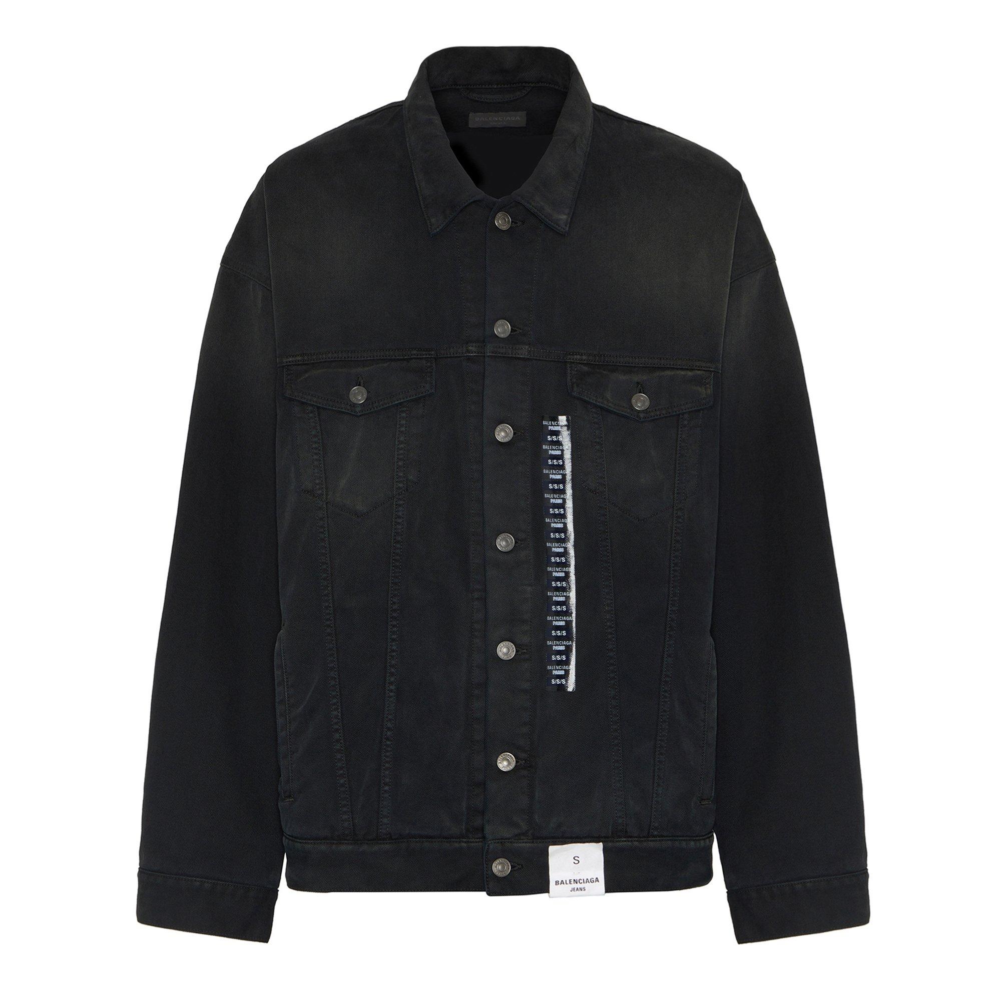 Sunblchd Black - Balenciaga - Men's Size Sticker Cotton Long Sleeve Oversized Fit Denim Jacket - 1