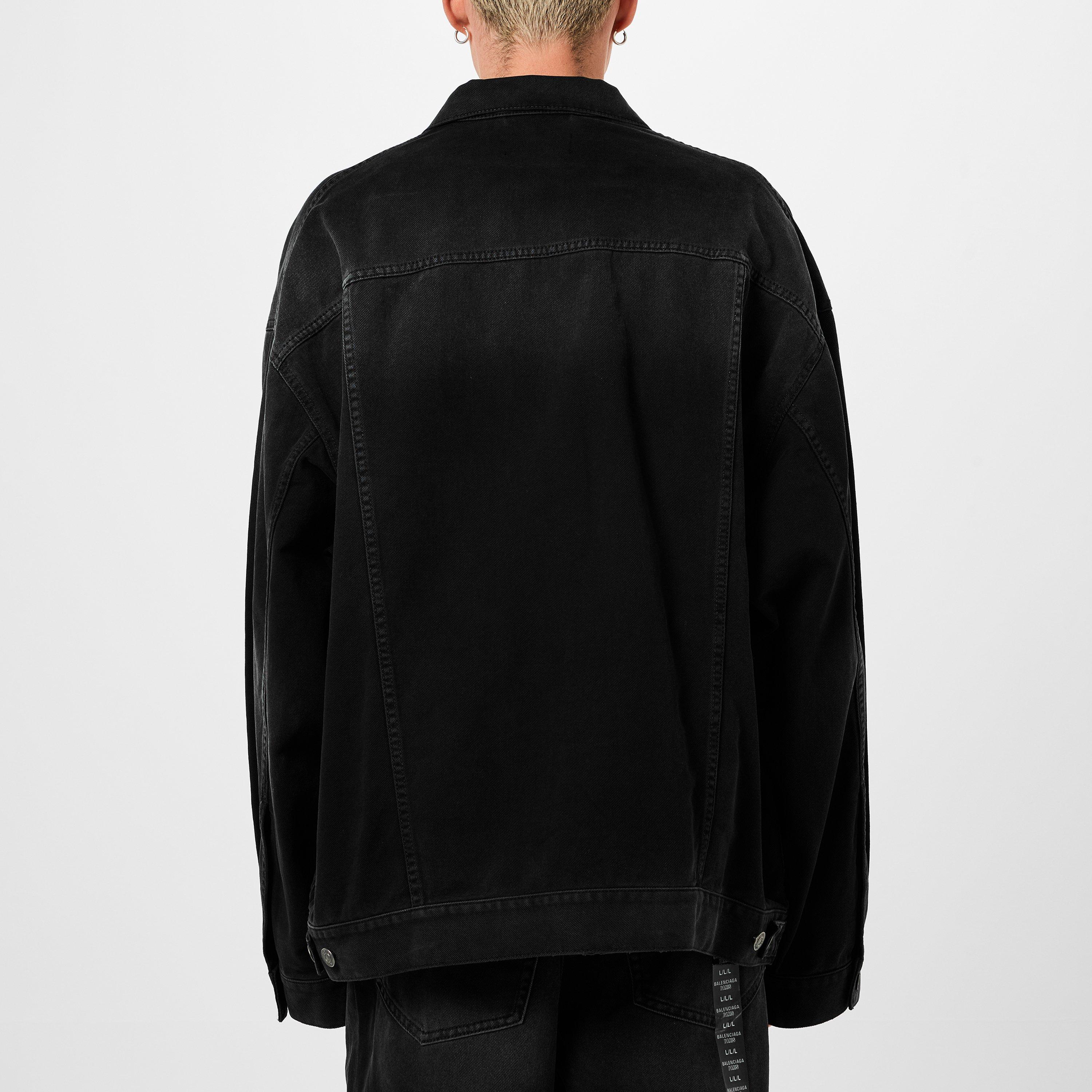 Sunblchd Black - Balenciaga - Men's Size Sticker Cotton Long Sleeve Oversized Fit Denim Jacket - 4