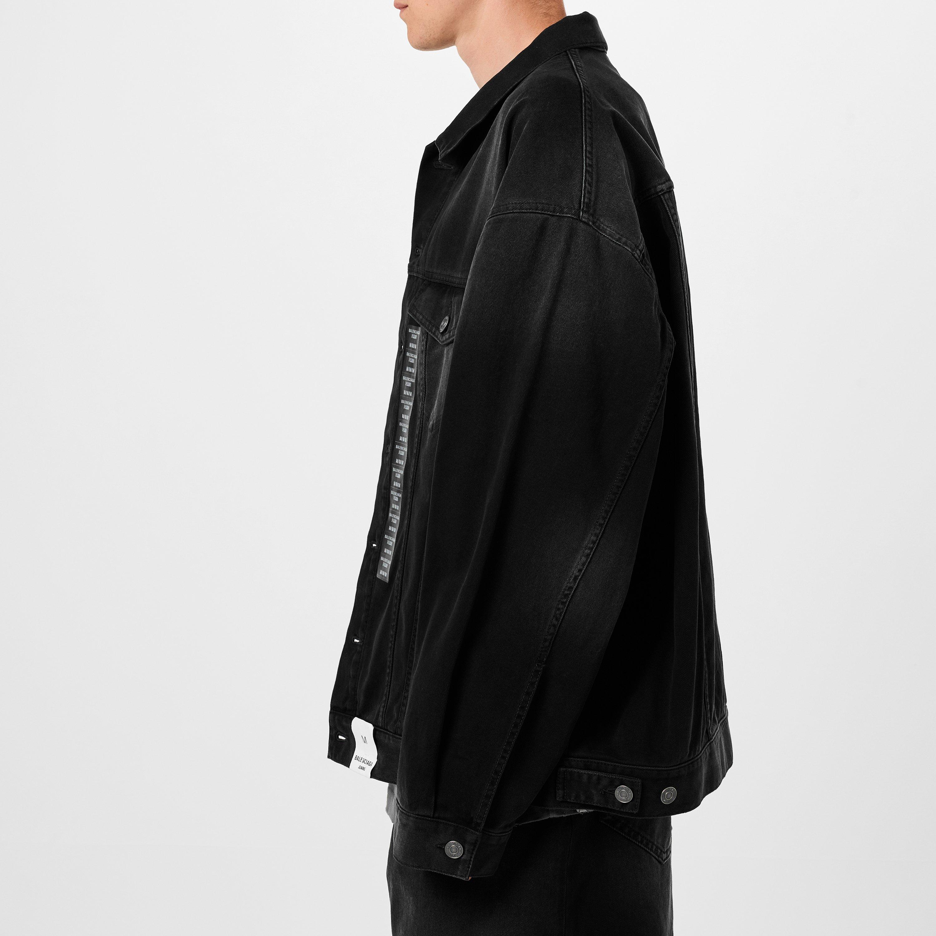 Sunblchd Black - Balenciaga - Men's Size Sticker Cotton Long Sleeve Oversized Fit Denim Jacket - 5