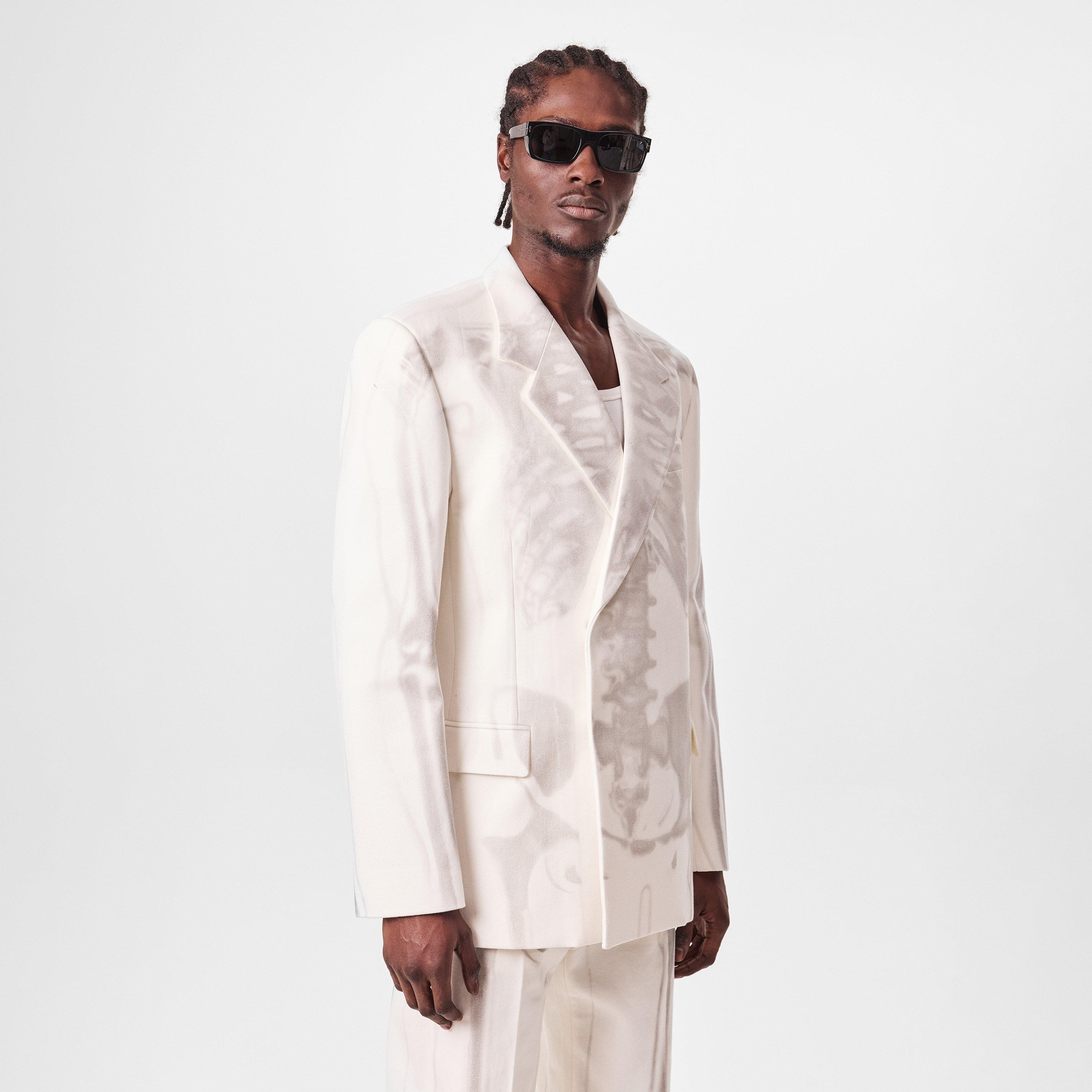 White - Off White - Men's Body Scan Relax Skeleton Graphic Long Sleeve Double-Breasted Denim Jacket - 3