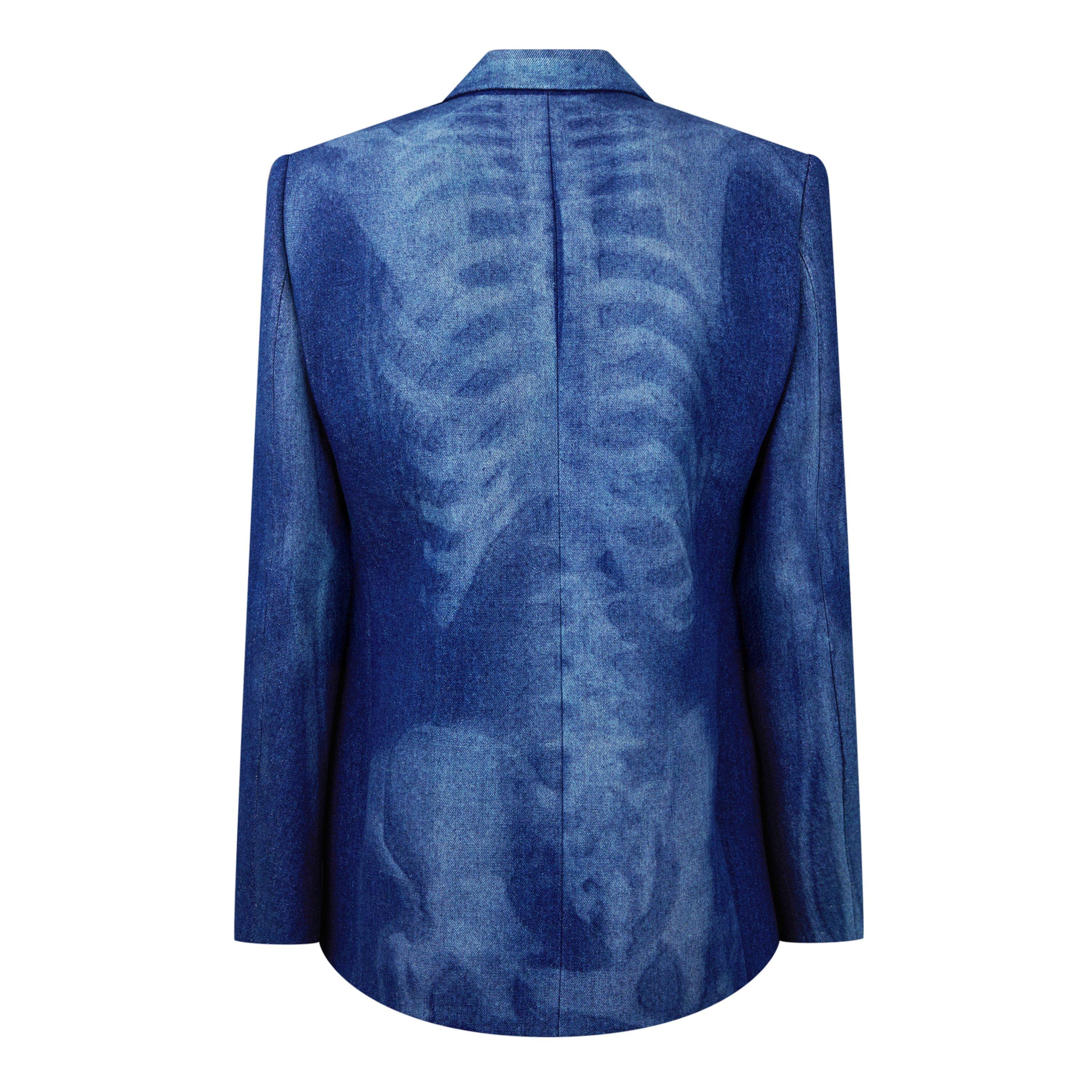 Blue 6900 - Off White - Men's Body Scan Relax Denim Jacket, All-Over Skeleton Graphic - 2