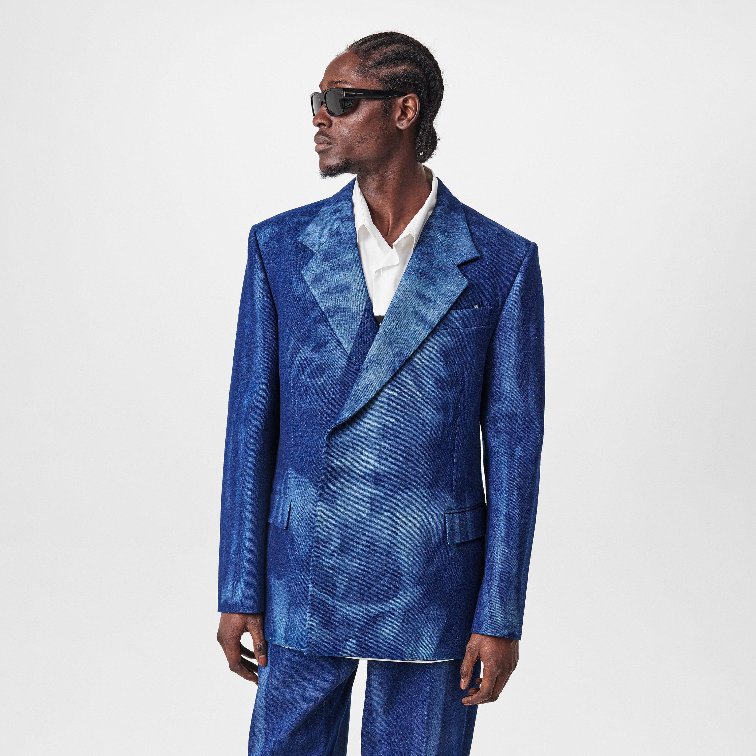 Blue 6900 - Off White - Men's Body Scan Relax Denim Jacket, All-Over Skeleton Graphic - 3