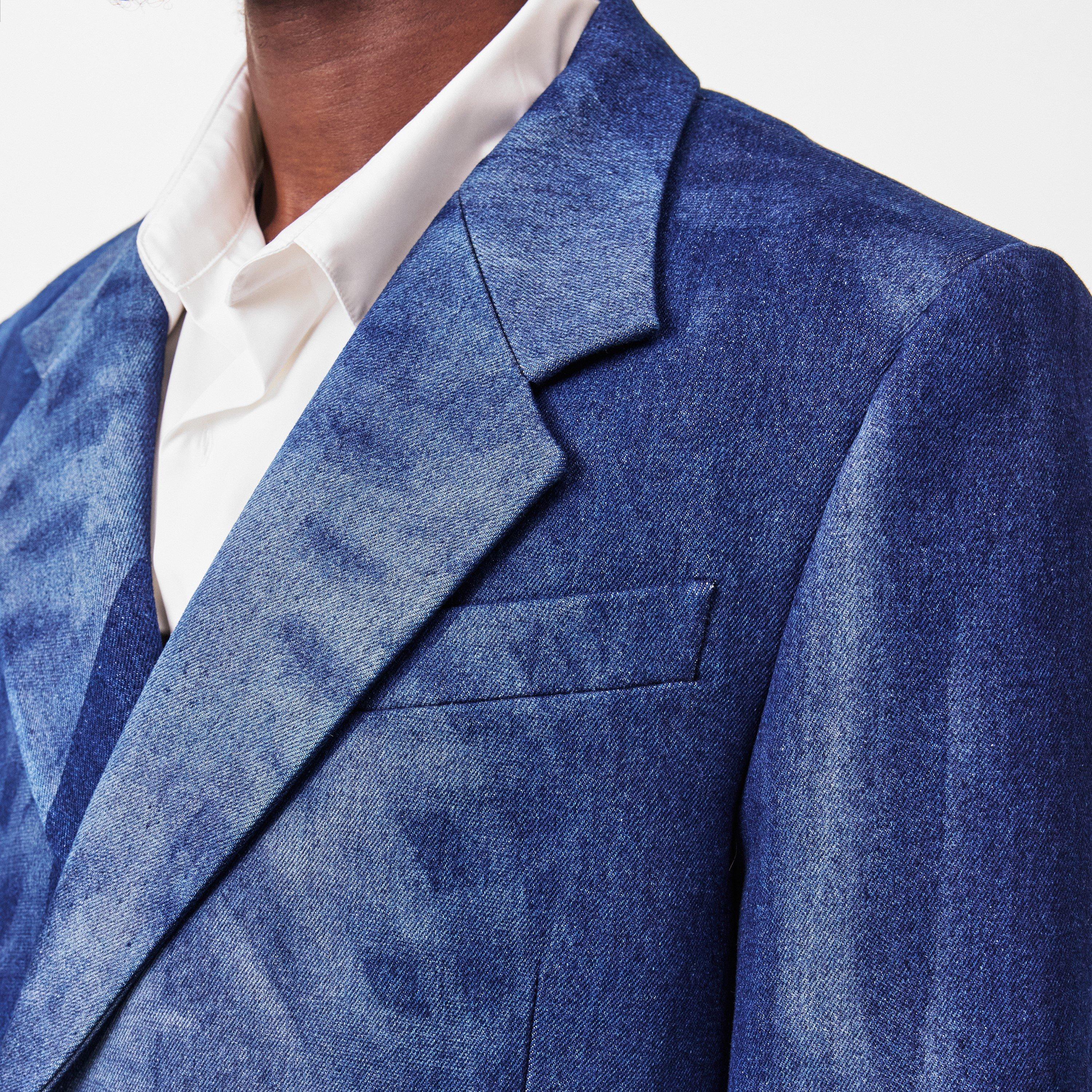 Blue 6900 - Off White - Men's Body Scan Relax Denim Jacket, All-Over Skeleton Graphic - 5