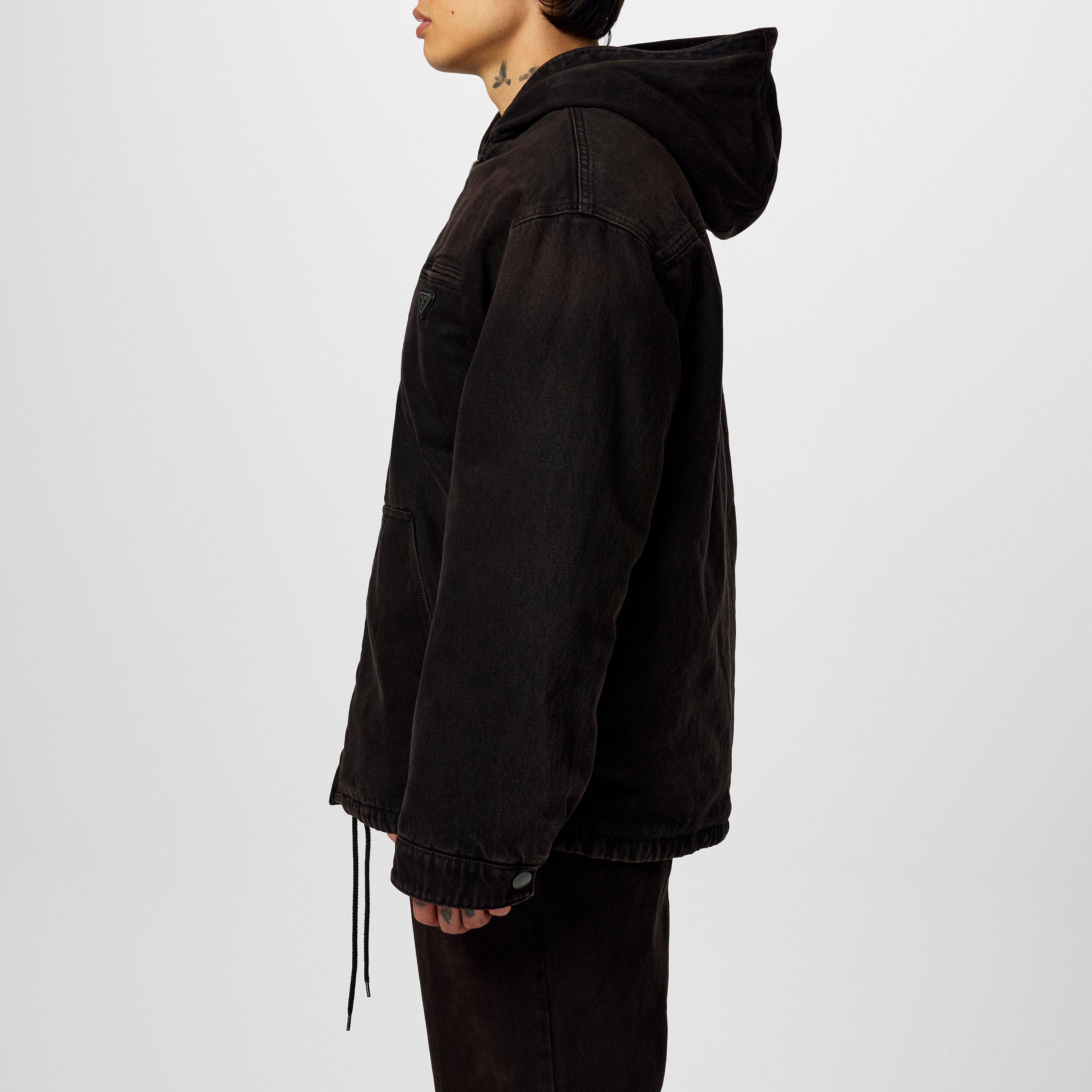 Brown - Prada - Men's Cotton Hooded Long Sleeve Zip Denim Jacket - 5