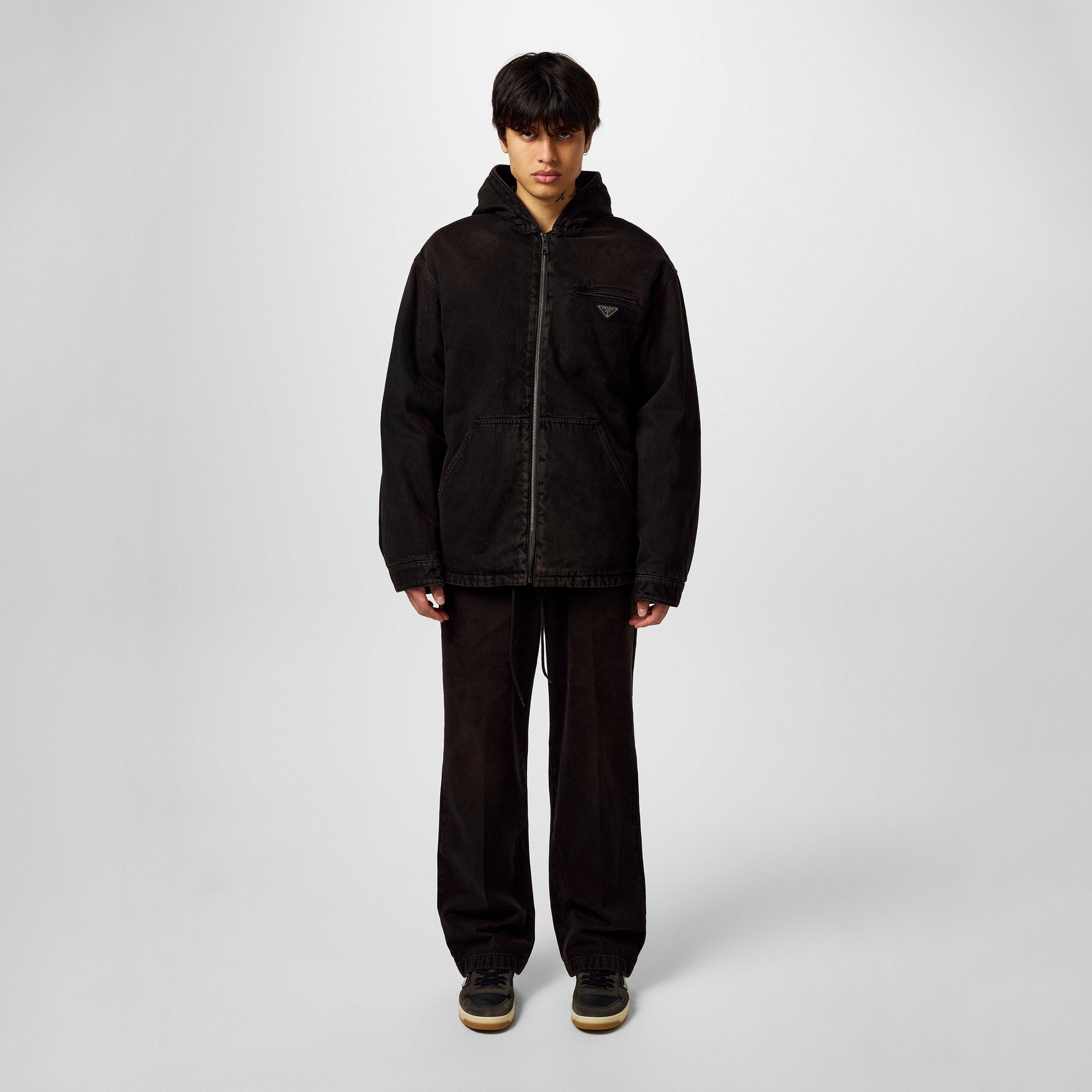 Brown - Prada - Men's Cotton Hooded Long Sleeve Zip Denim Jacket - 6