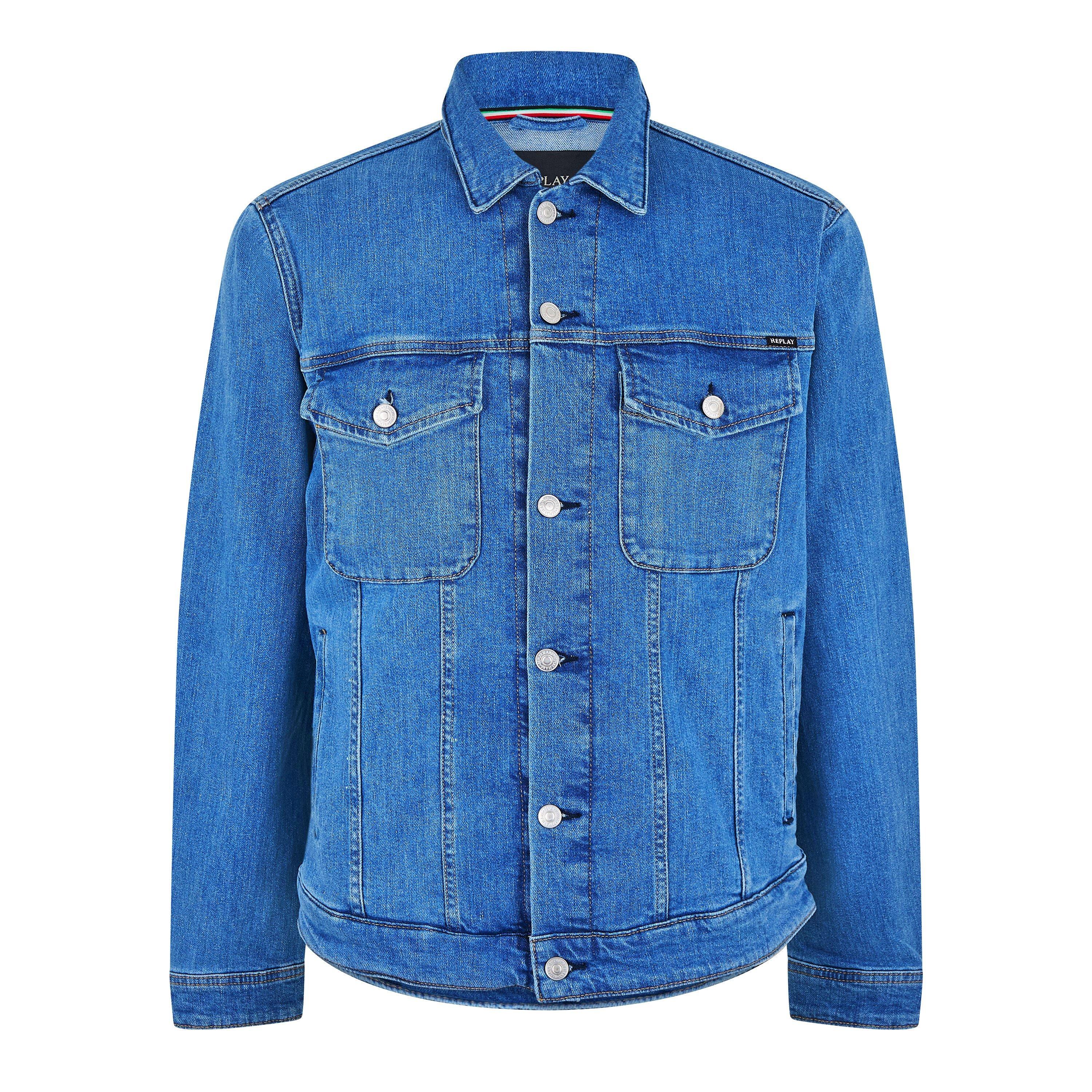 B12 Mid Wash - Replay - Men's Trucker Denim Jacket - 5