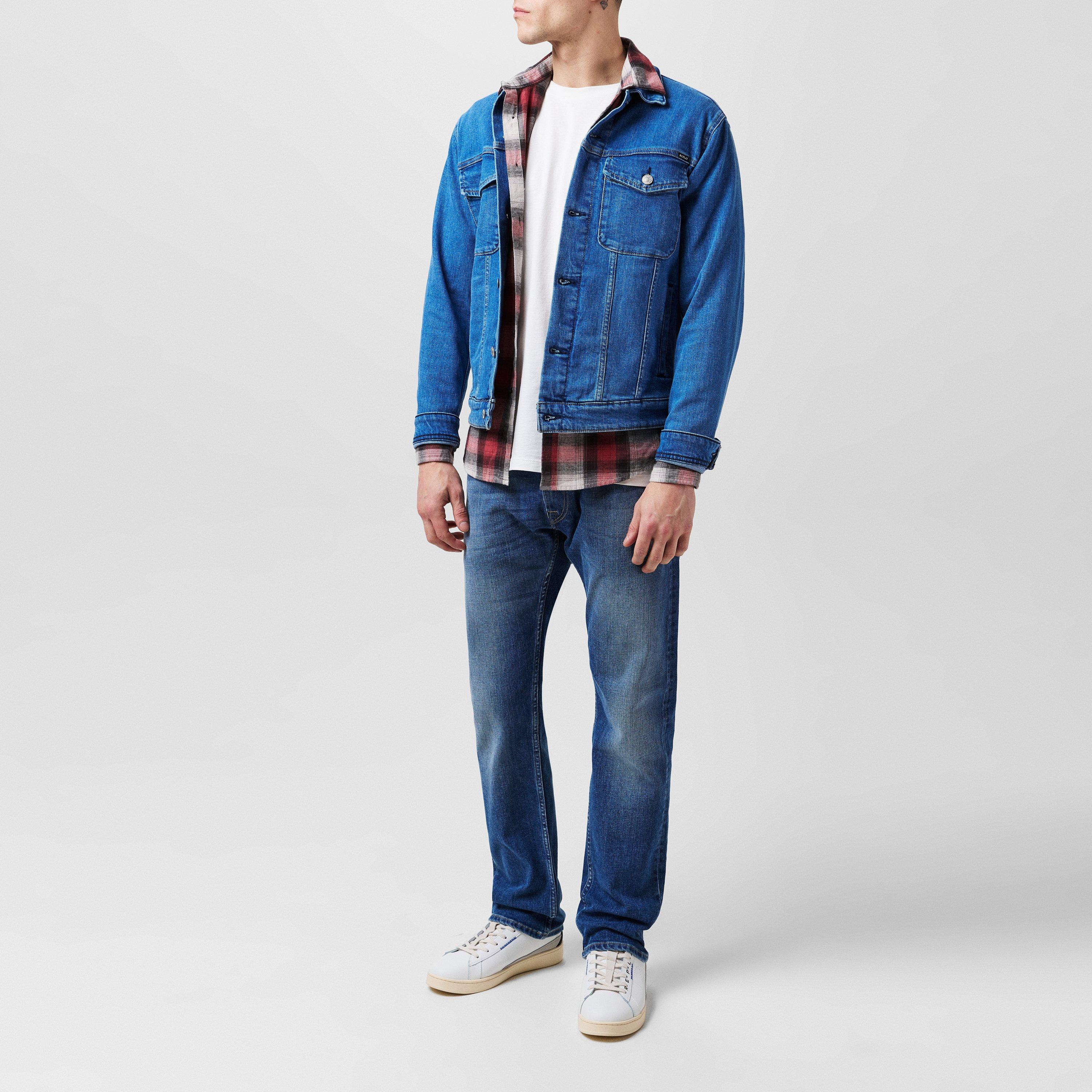 B12 Mid Wash - Replay - Men's Trucker Denim Jacket - 4