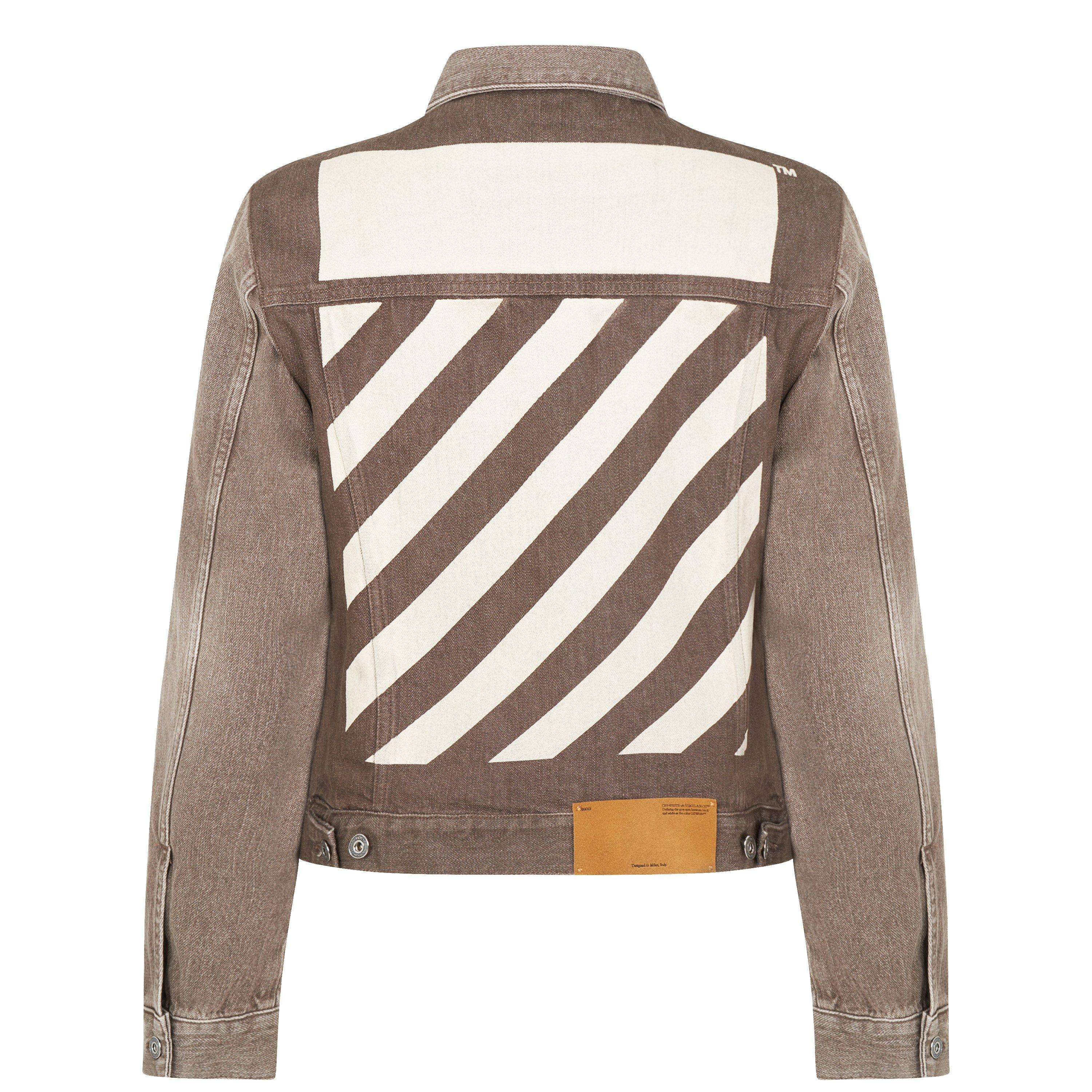 Brown 8600 - Off White - Men's Tab Slim Jacket, Iconic  Diagonals Denim Jacket - 5