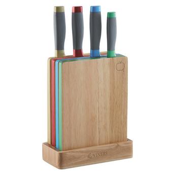 Viners Colour Coded Knife Block and Chopping Boards