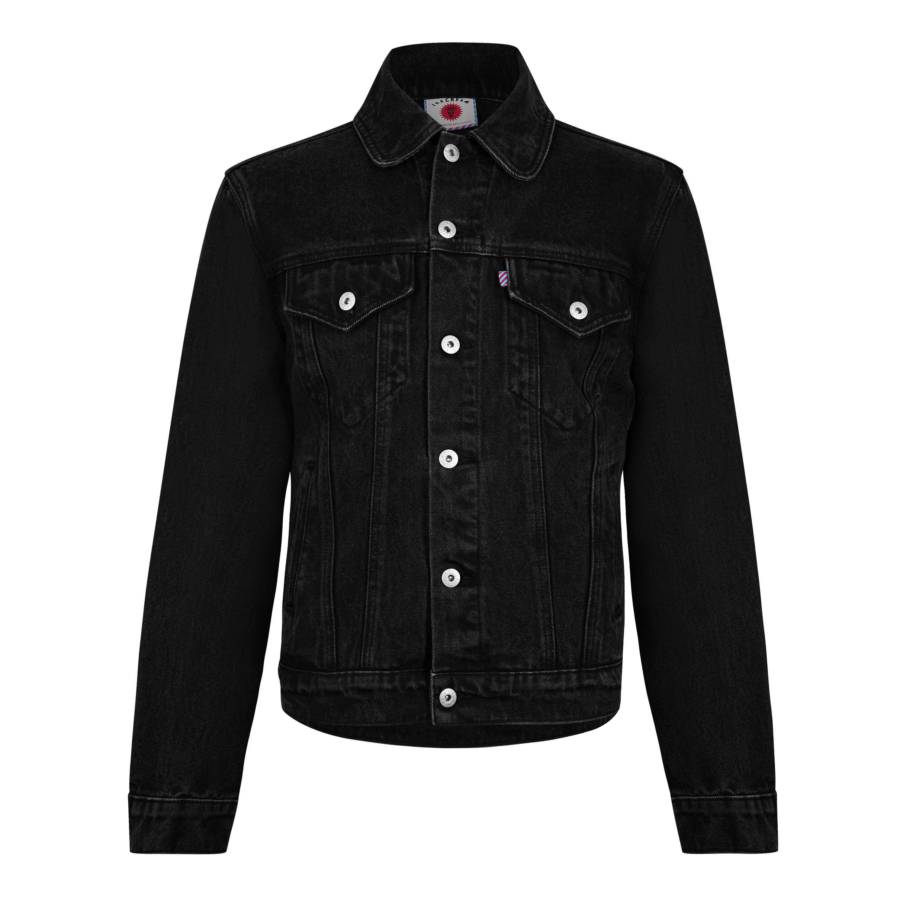 Black/Red - ICECREAM - Men's Rundog Button-Through Denim Jacket - 5