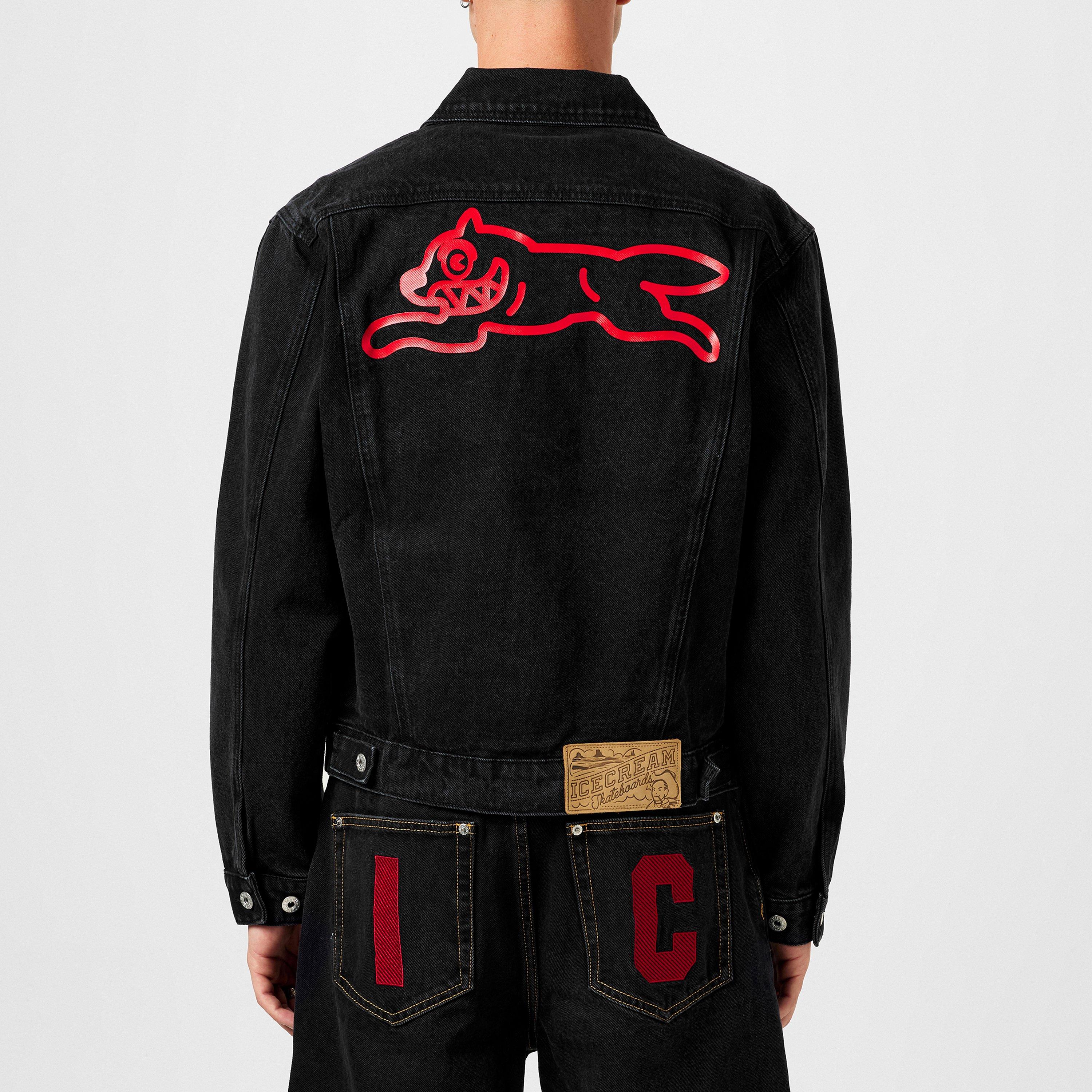 Black/Red - ICECREAM - Men's Rundog Button-Through Denim Jacket - 3