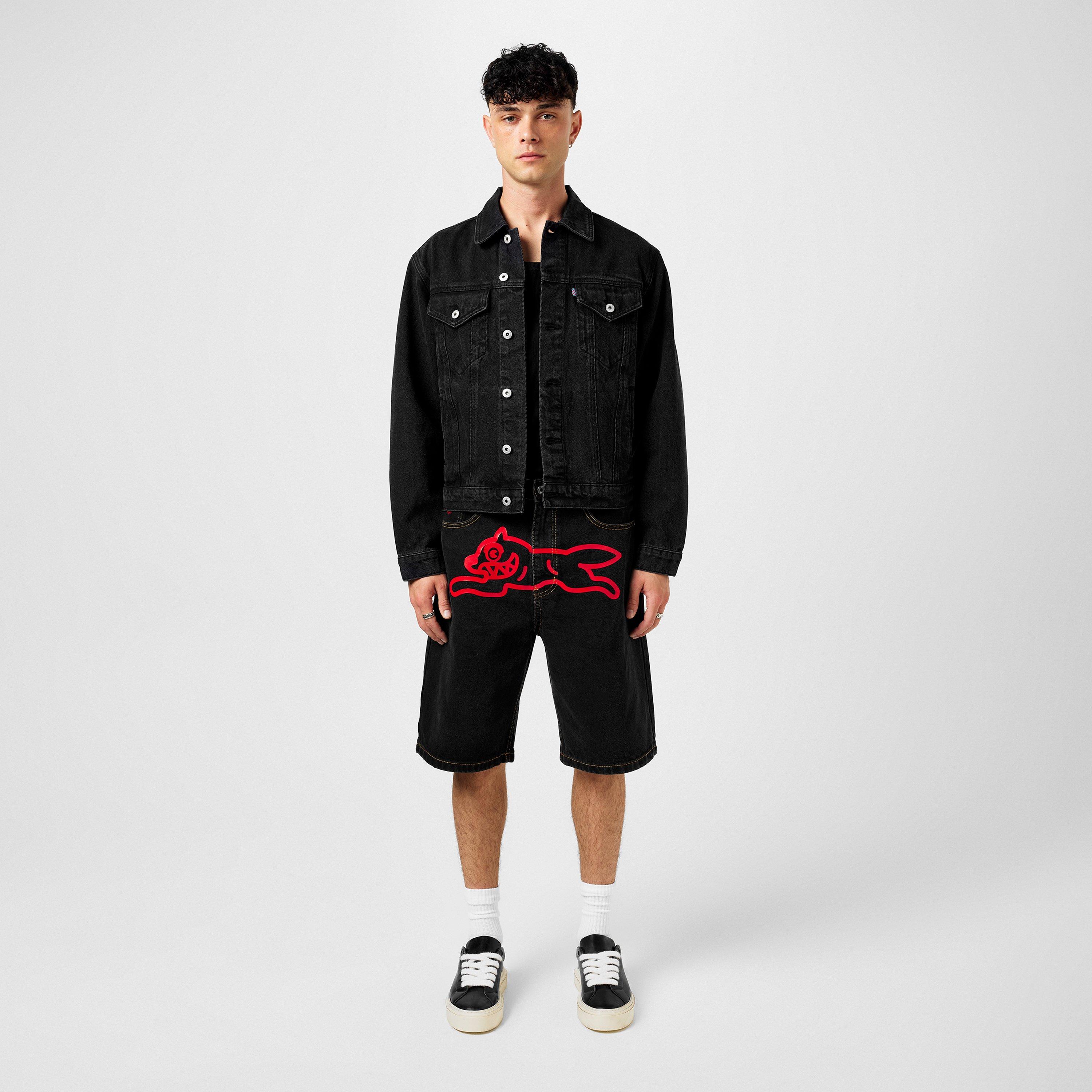 Black/Red - ICECREAM - Men's Rundog Button-Through Denim Jacket - 4