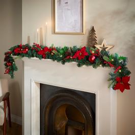 The Spirit Of Christmas Studio 6Ft Pre Lit Poinsettia Garland