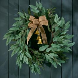 The Spirit Of Christmas Studio 50cm Natural Leaf, Bow and Bells