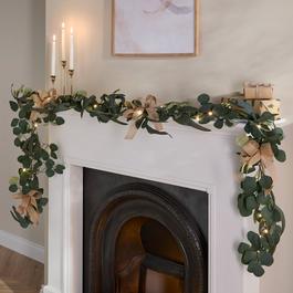 The Spirit Of Christmas Studio 6Ft Pre Lit Natural Leaf And Bow Garland