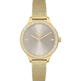 Hugo Ladies HUGO FLASH Light Gold Mesh Strap Watch