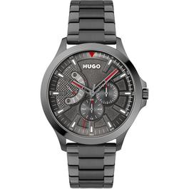 Hugo HUGO Leap Grey IP Bracelet Watch Mens