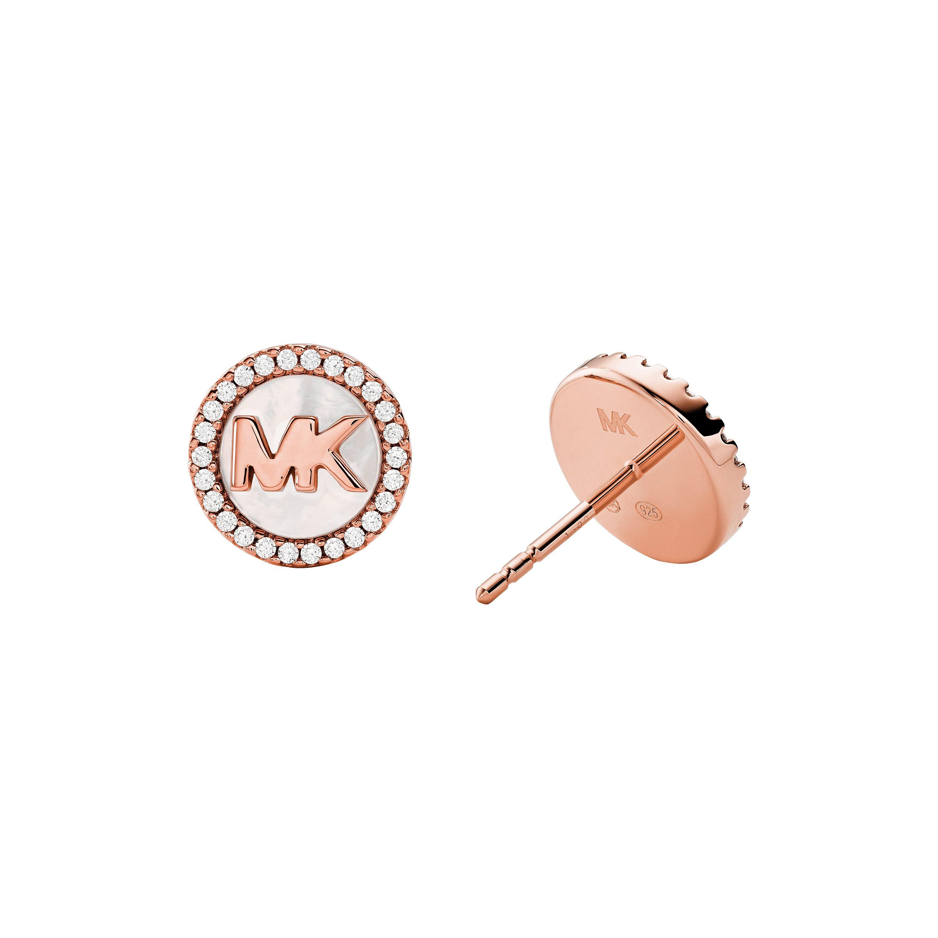 Rose Gold - Michael Kors - Michael Michael Kors Circle Logo Earrings - 2