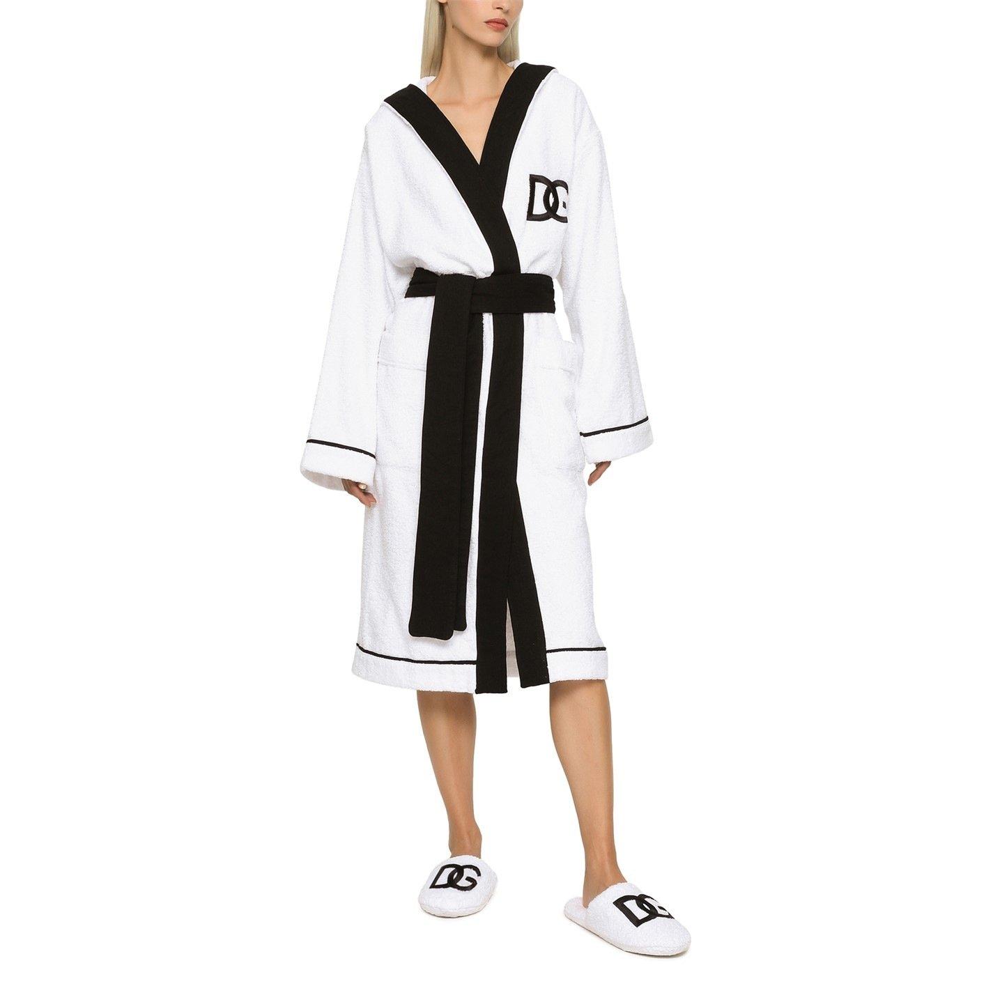White/ Black - Dolce and Gabbana Casa - Dolce&Gabbana Terry Cotton Bathrobe - 6