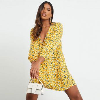 I Saw It First ISAWITFIRST Woven Floral Print Puff Sleeve Skater Dress