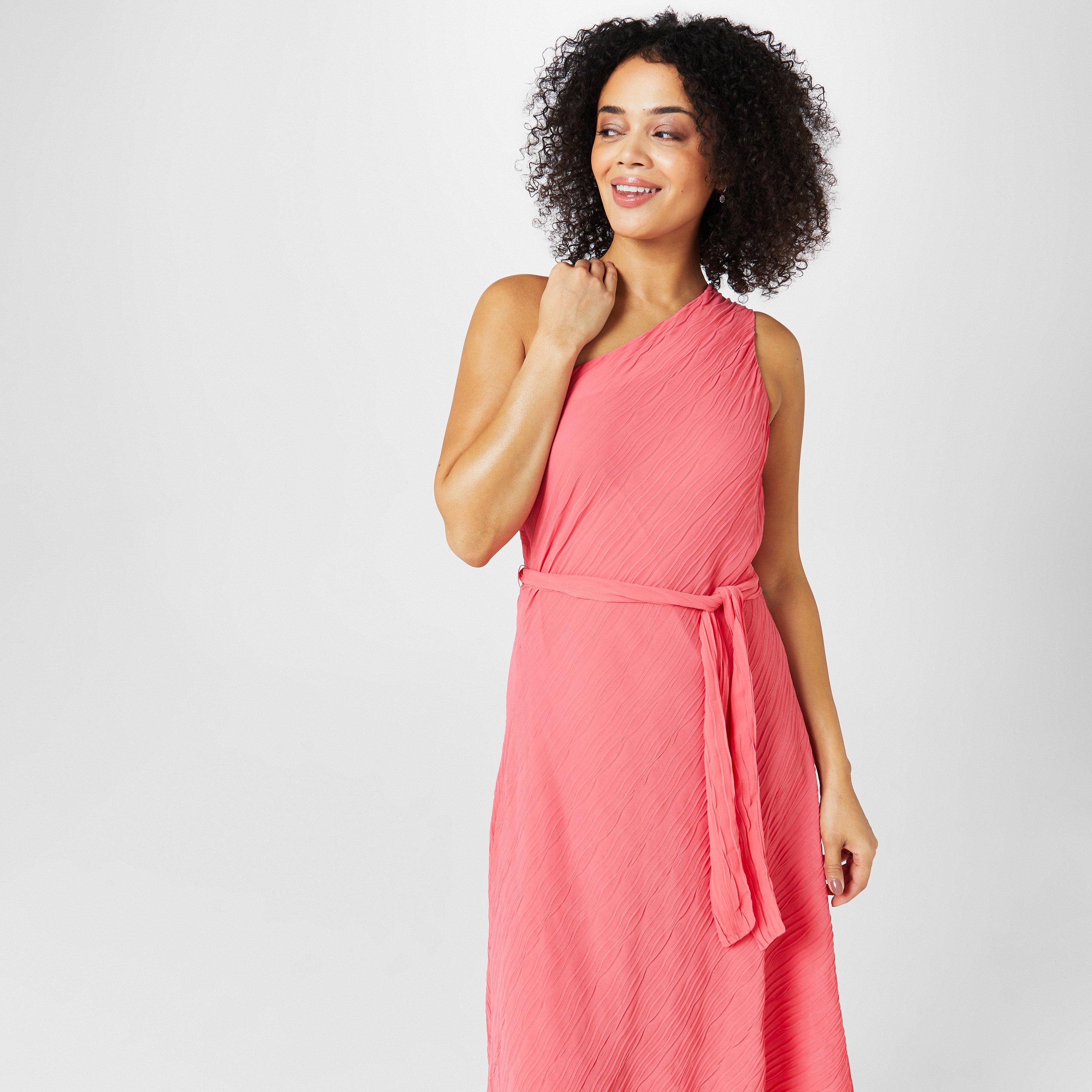 Coral Sun Kist - Biba - Women's Pleated One-Shoulder Maxi Dress - 3